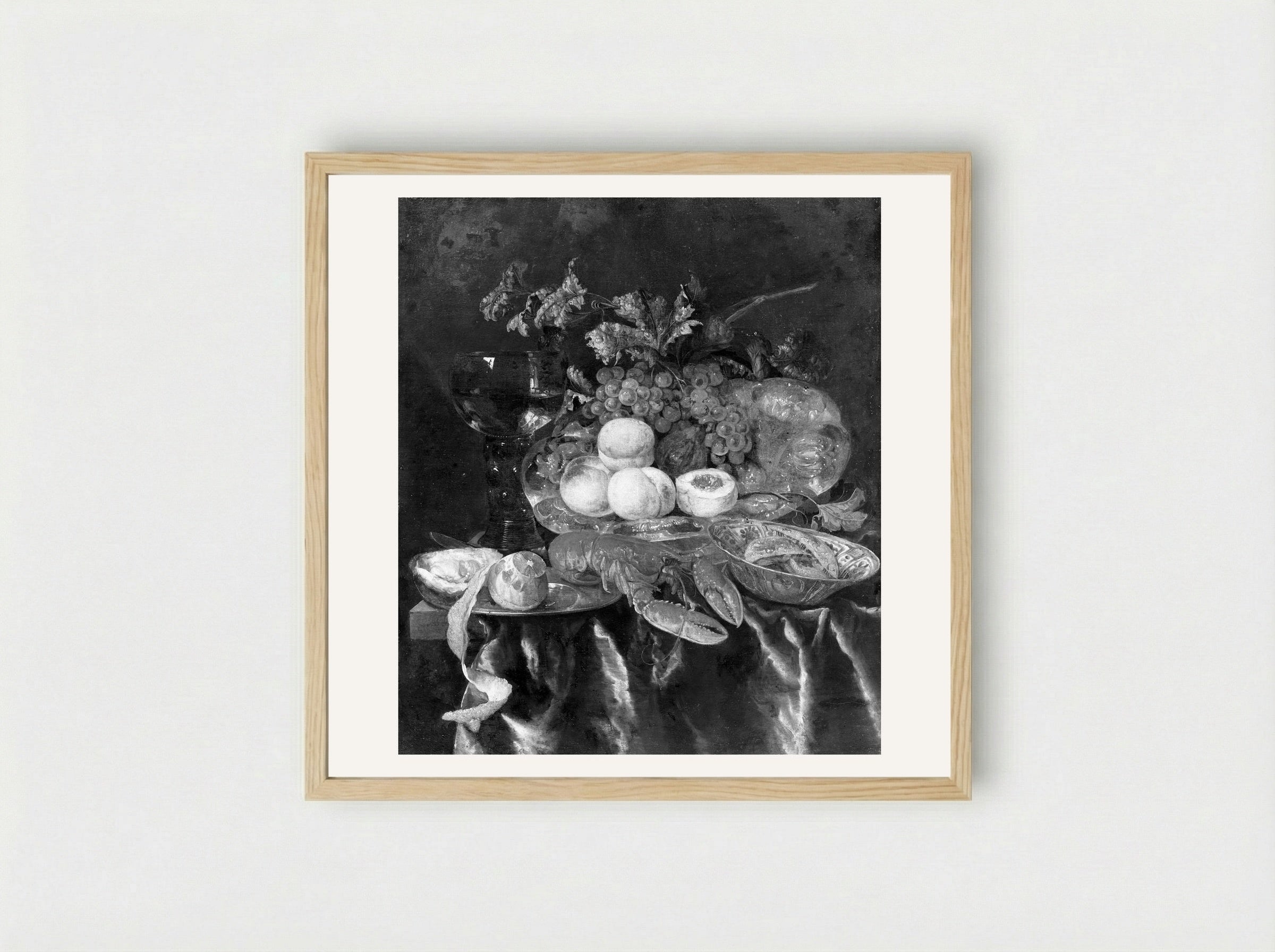 Still Life with Lobster and Fruit - Abraham van Beyeren - Framed Print Wood