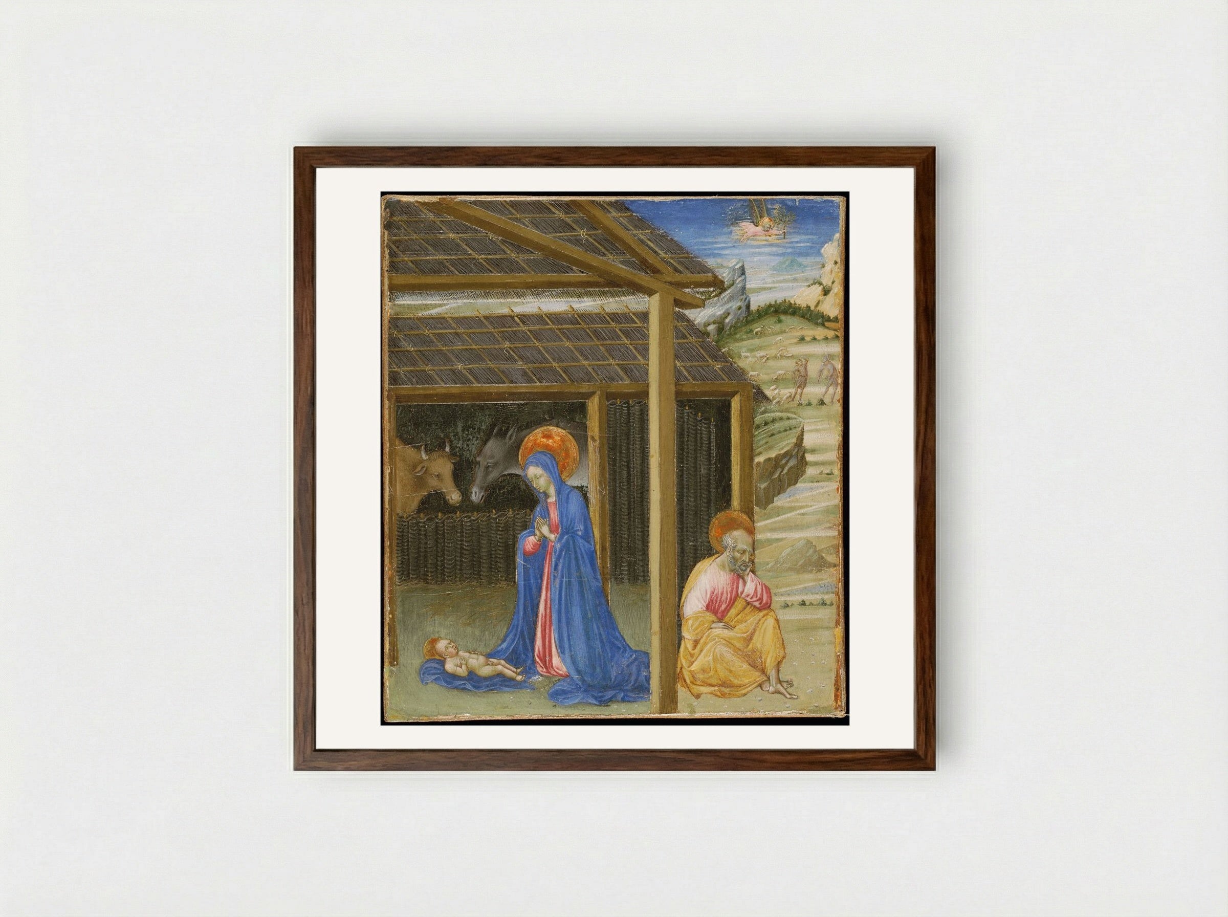 The Nativity - Giovanni di Paolo - Framed Print Dark Wood