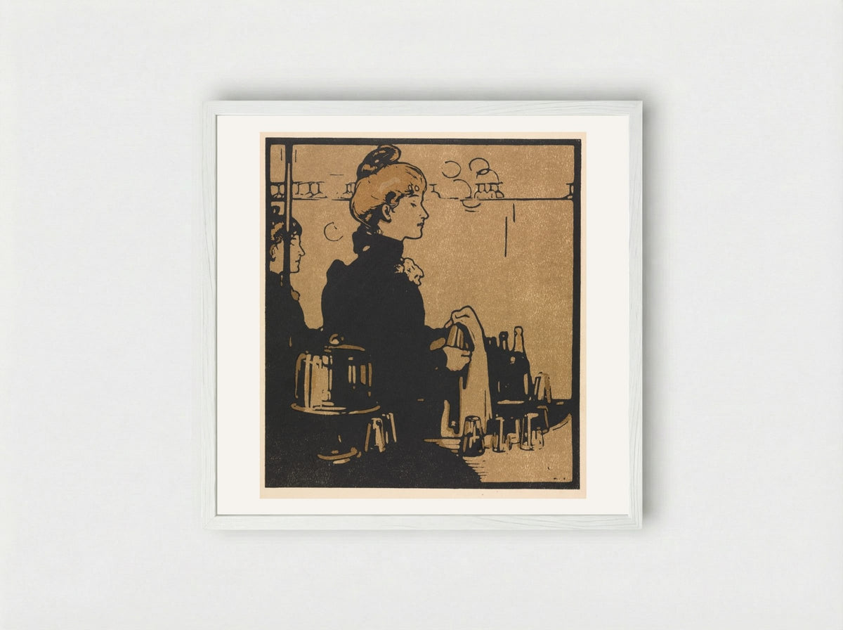 London Types: Barmaid - William Nicholson - Framed Print White