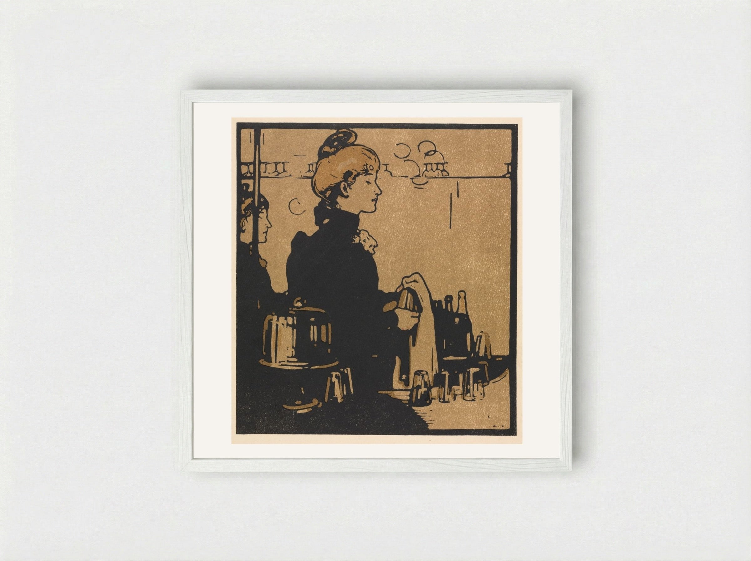 London Types: Barmaid - William Nicholson - Framed Print White