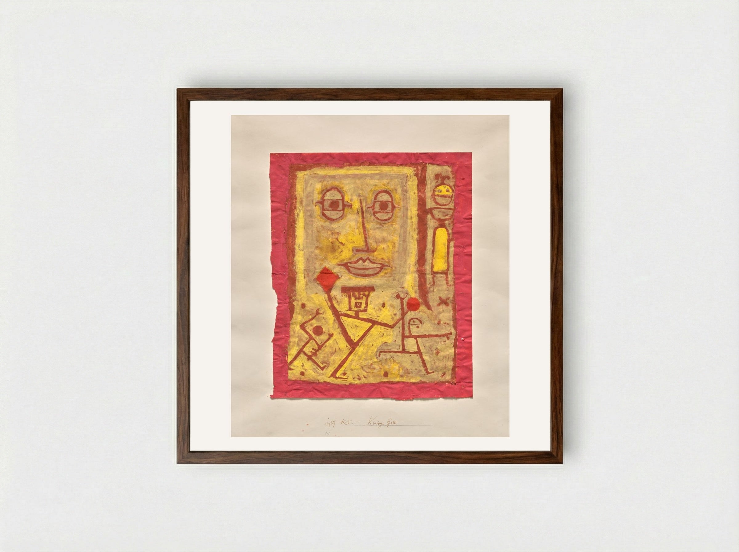 God of War (Kriegs-Gott) - Paul Klee - Framed Print Dark Wood