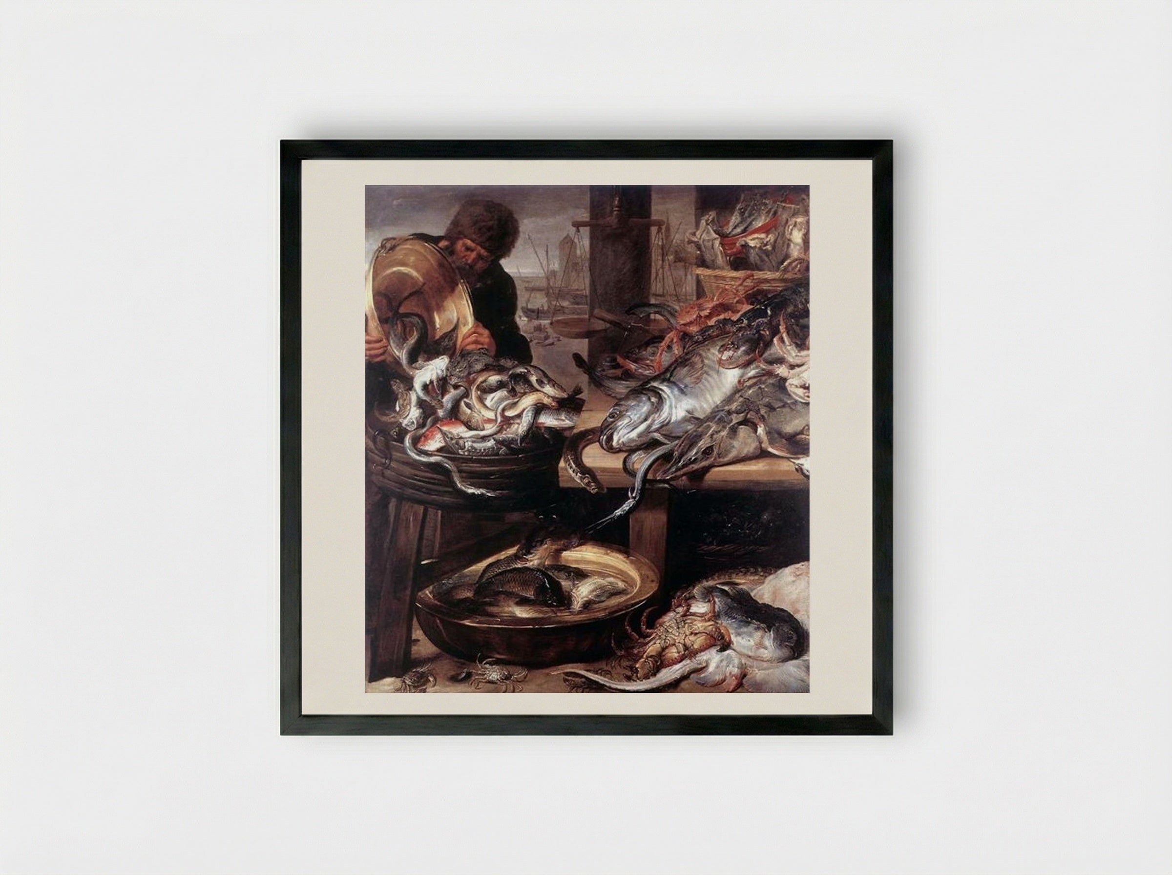 The Fishmonger - Frans Snyders - Framed Print Black