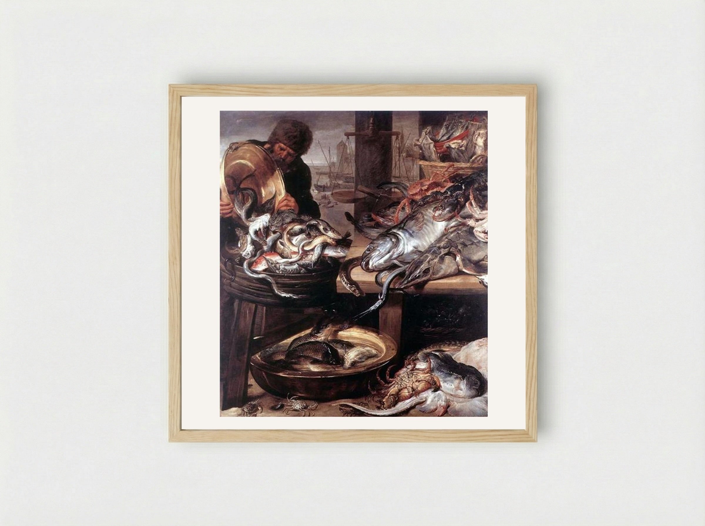 The Fishmonger - Frans Snyders - Framed Print Wood