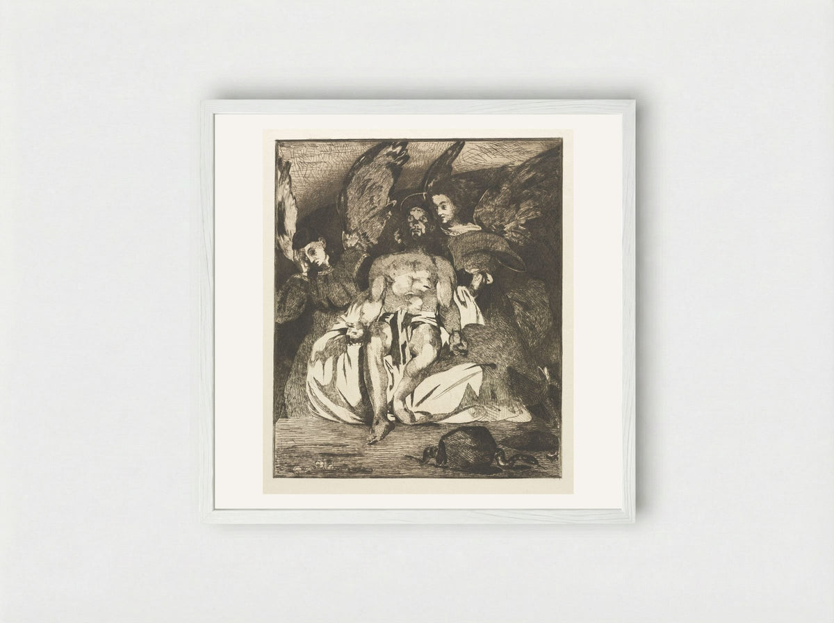 Dead Christ with Angels - Édouard Manet - Framed Print White