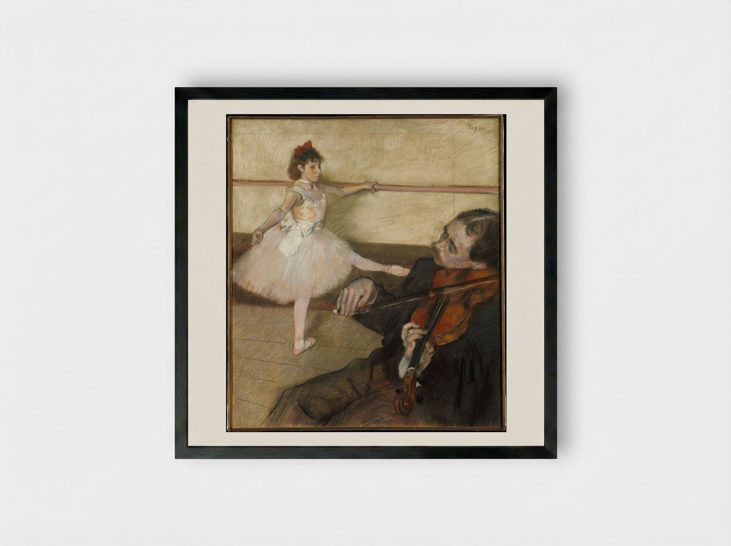 The Dance Lesson - Edgar Degas - Framed Print Black
