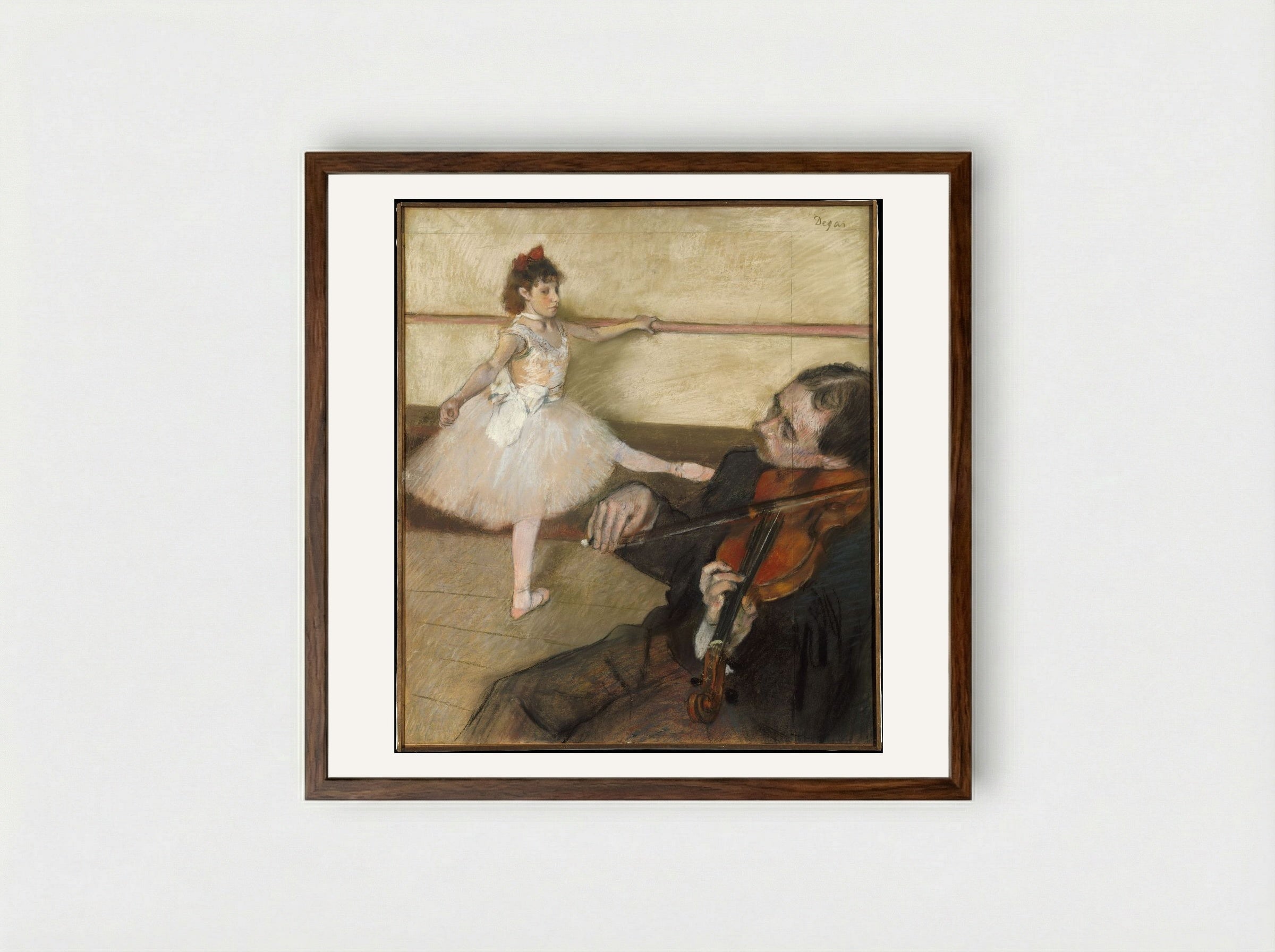 The Dance Lesson - Edgar Degas - Framed Print Dark Wood