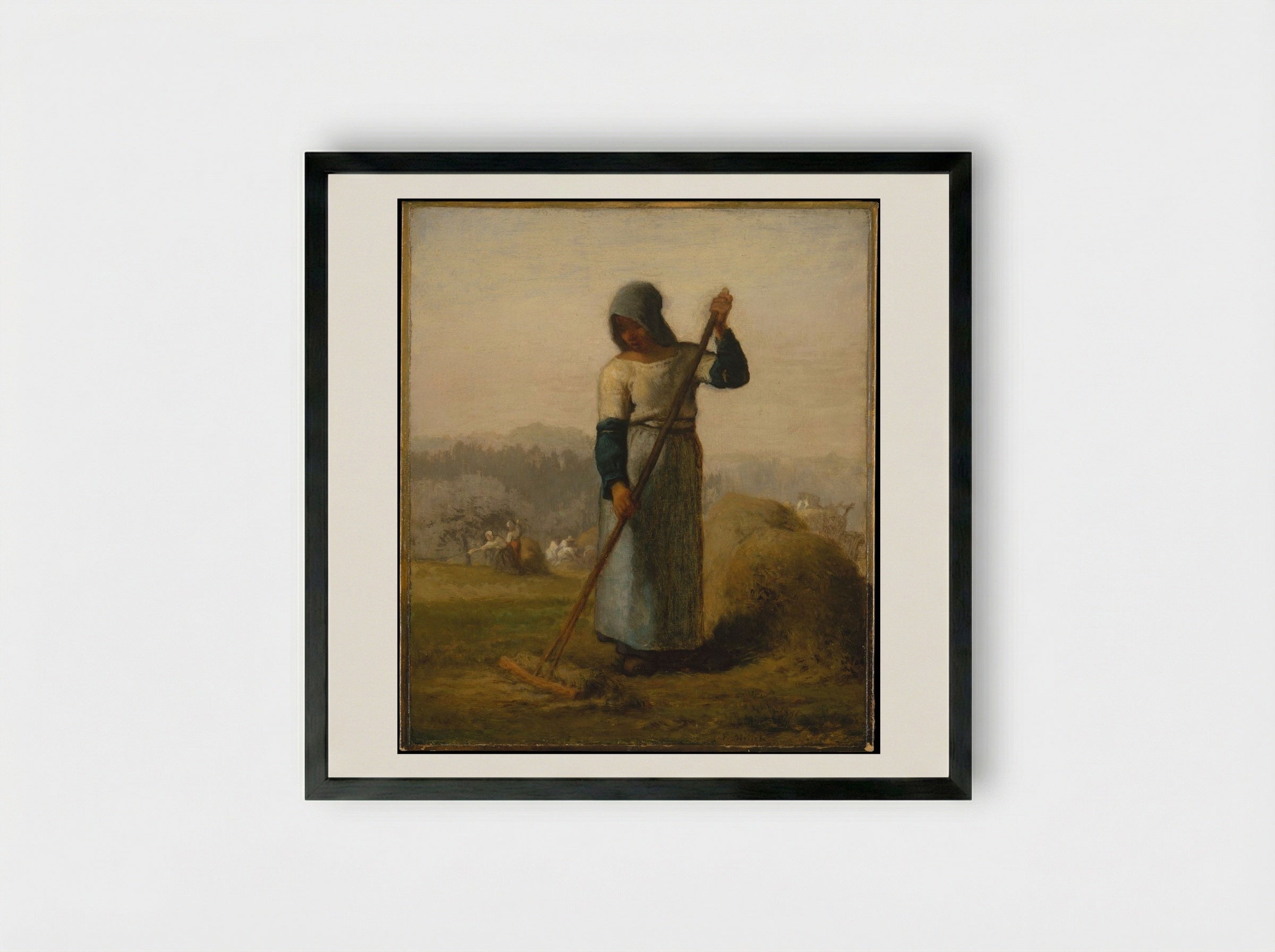 Woman with a Rake - Jean-François Millet - Framed Print Black