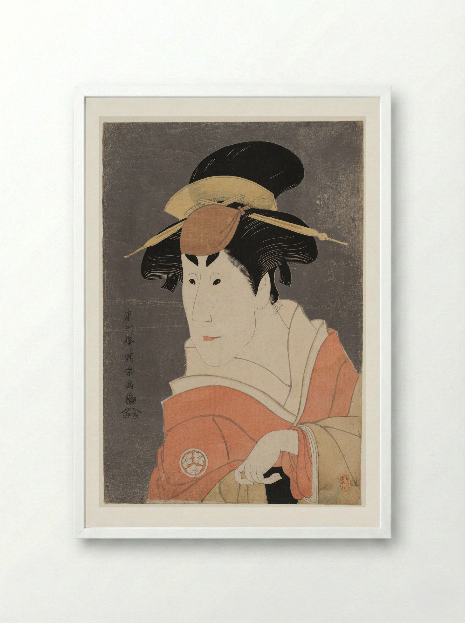 Actor Osagawa Tsuneyo 2nd - Tōshūsai Sharaku - Framed Print White