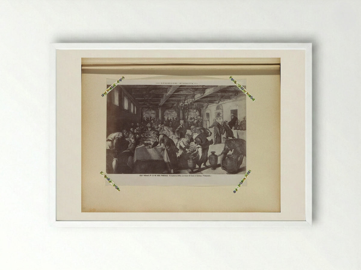 The Wedding Feast at Cana (After Tintoretto) - Fratelli Alinari - Framed Print White