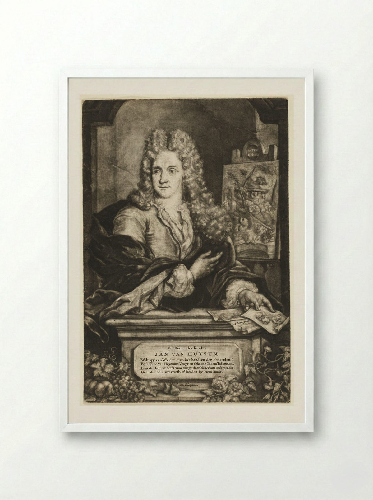Portrait of Jan van Huysum - Arnoud van Halen - Framed Print White