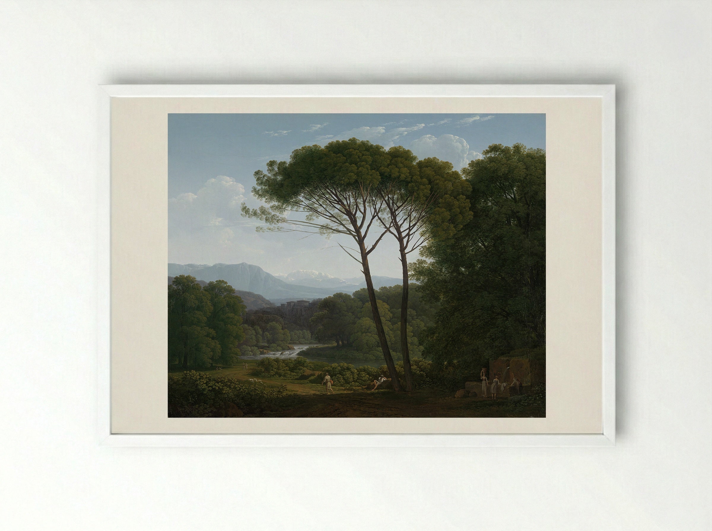 Italianate Landscape with Pines - Hendrik Voogd - Framed Print White