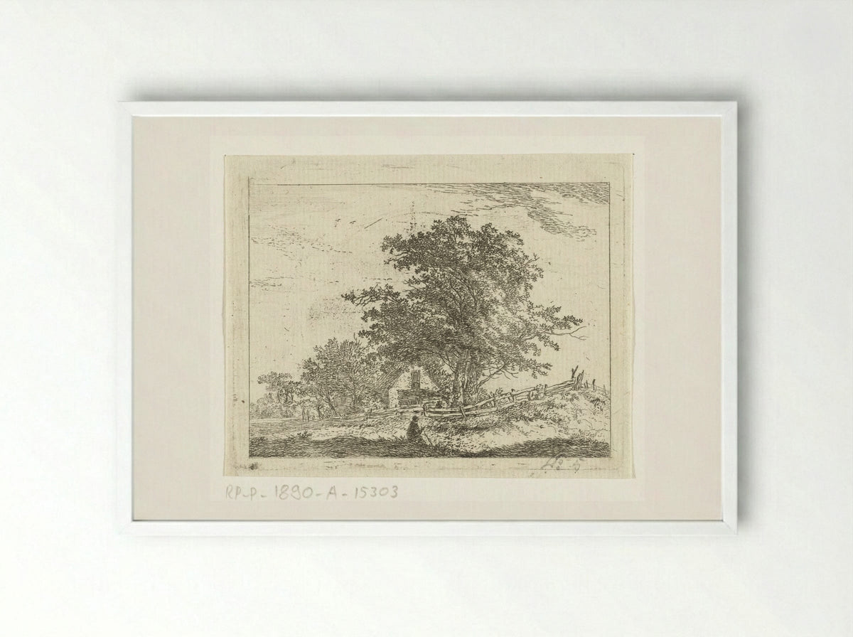 Landschap met rustende wandelaars - Hermanus van Brussel - Framed Print White