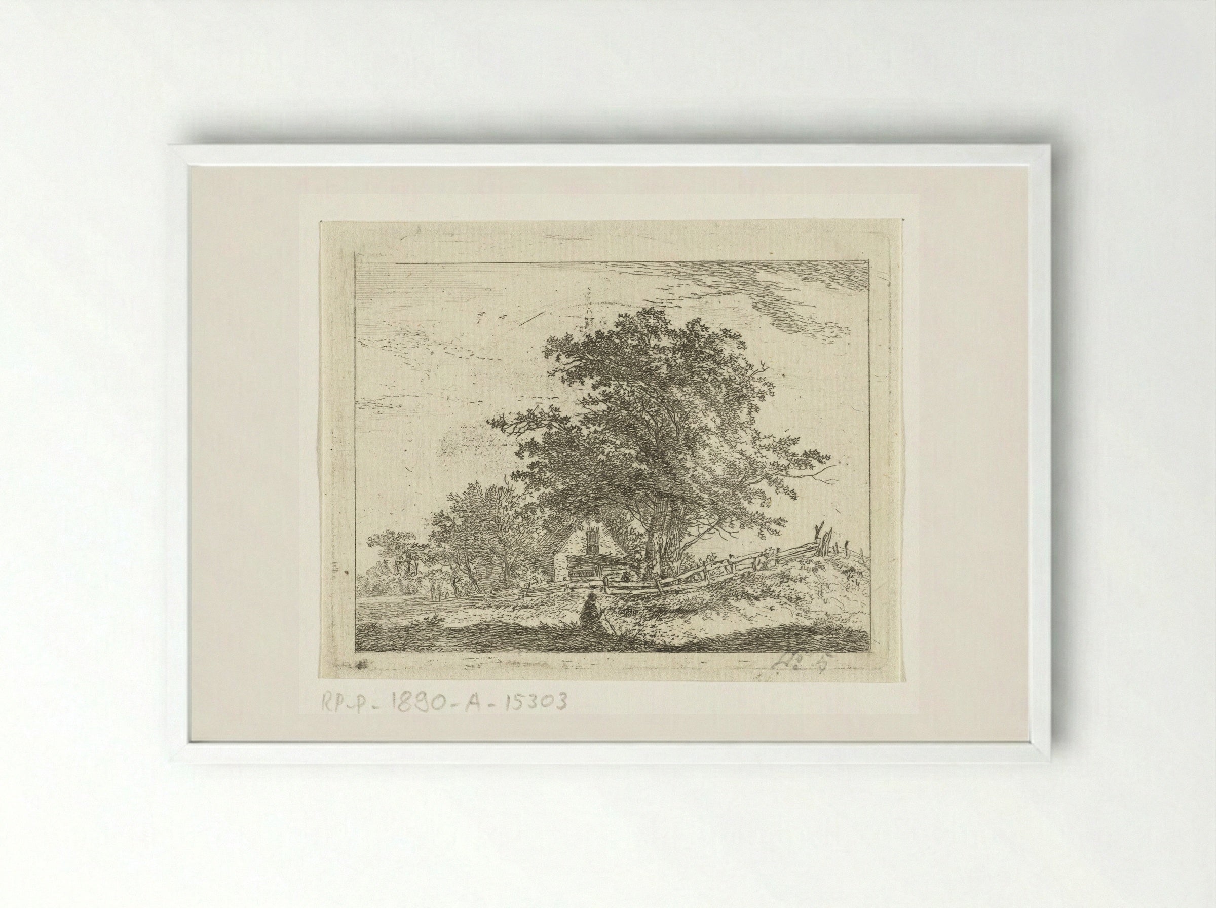 Landschap met rustende wandelaars - Hermanus van Brussel - Framed Print White
