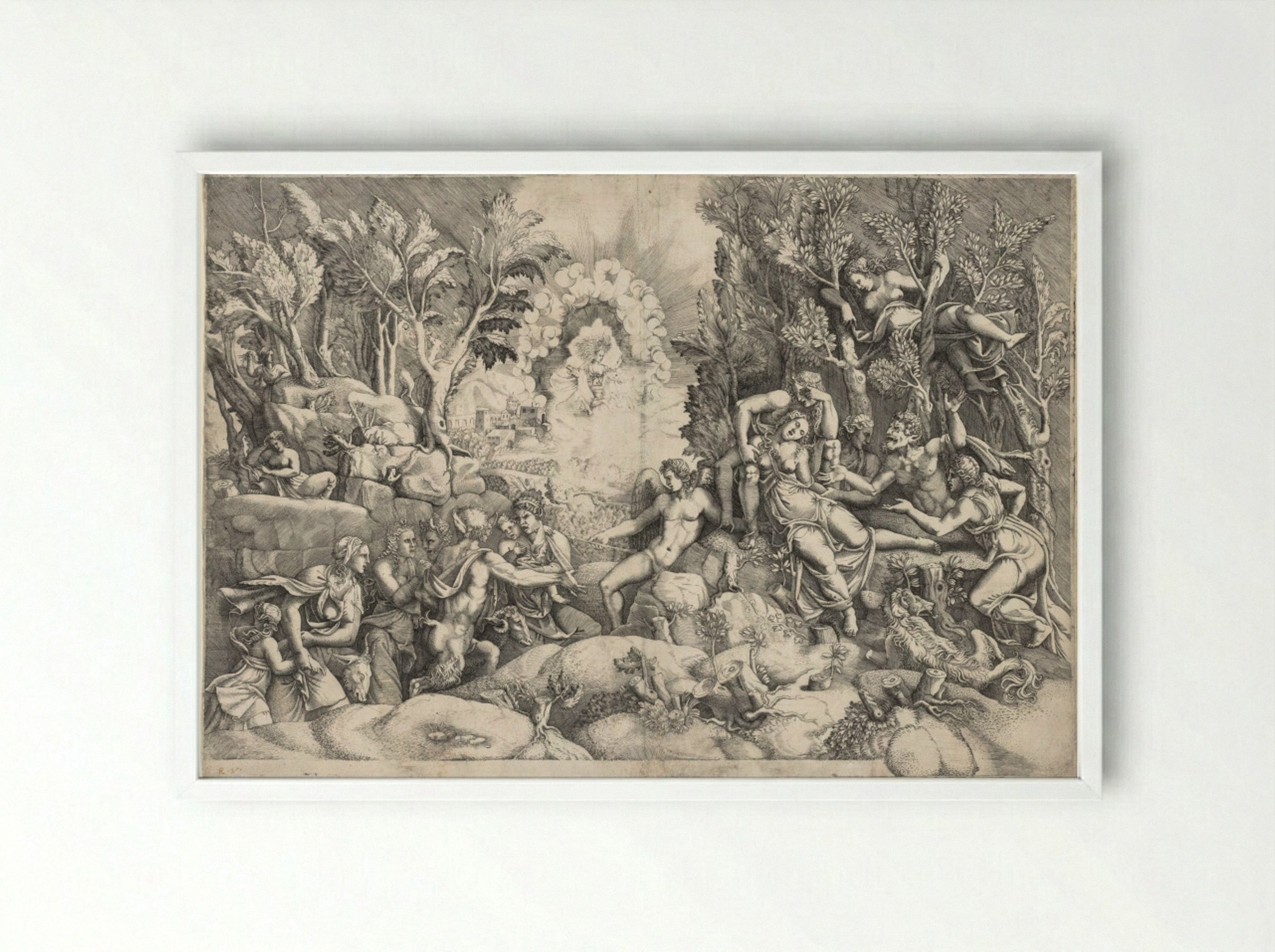 The Death of Procris - Giorgio Ghisi - Framed Print White