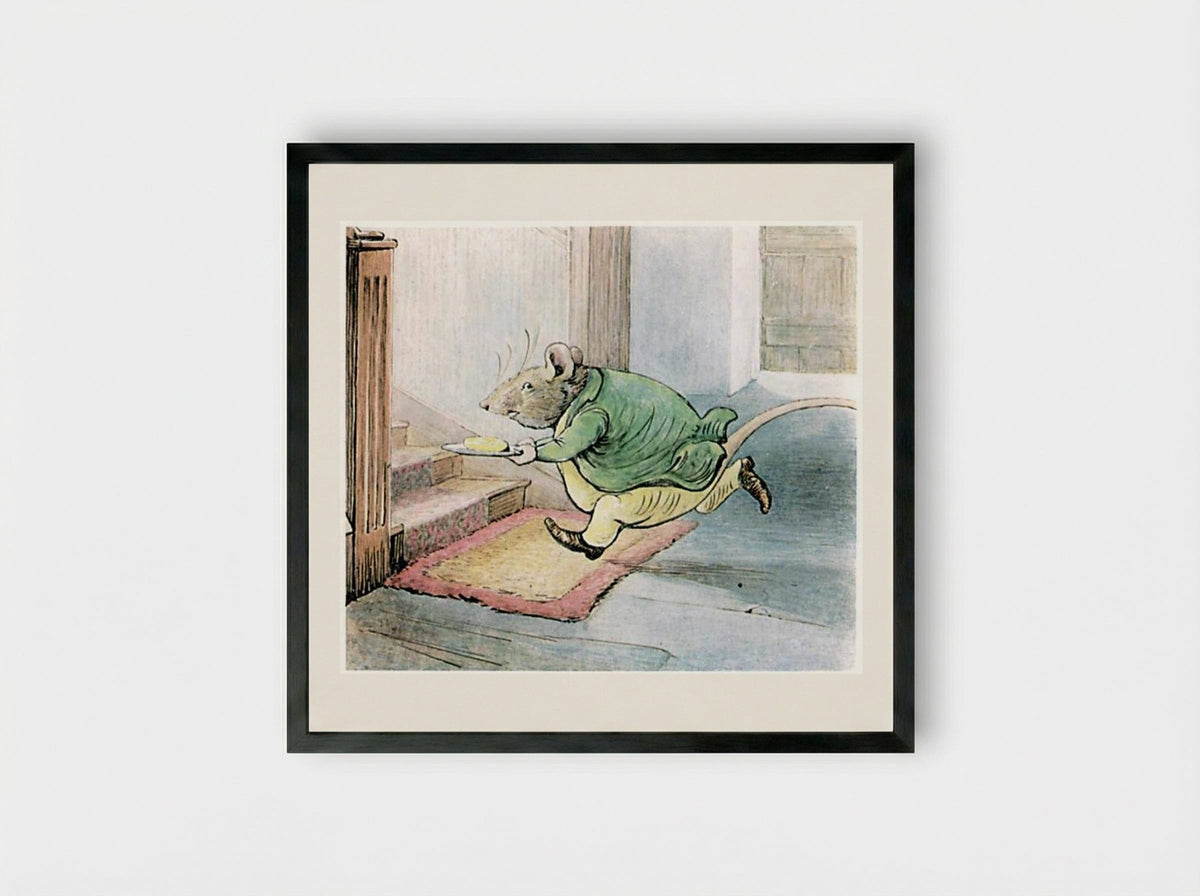 Samuel Whiskers Carrying Butter - Beatrix Potter - Framed Print Black