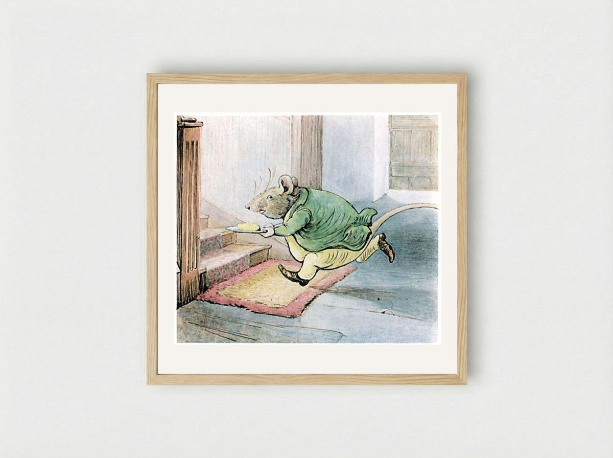 Samuel Whiskers Carrying Butter - Beatrix Potter - Framed Print Wood