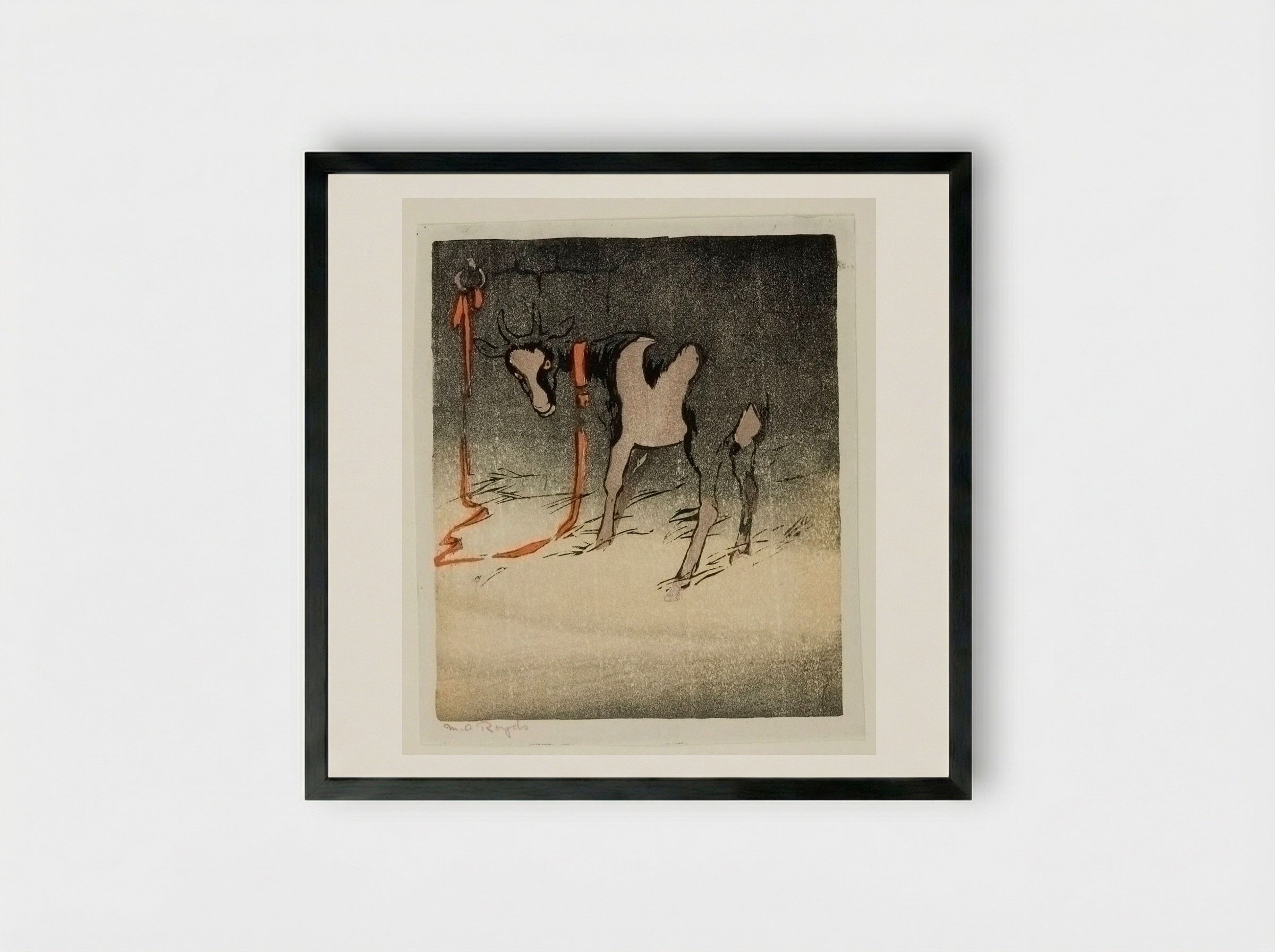 The Red Tether - Mabel Royds - Framed Print Black