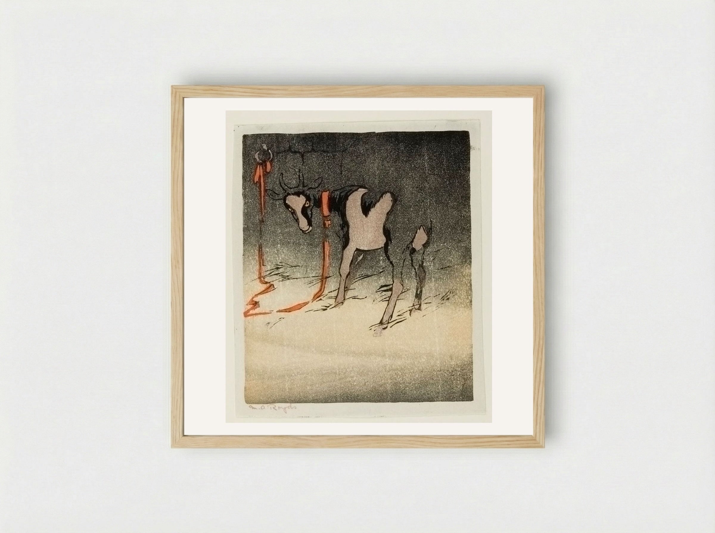 The Red Tether - Mabel Royds - Framed Print Wood