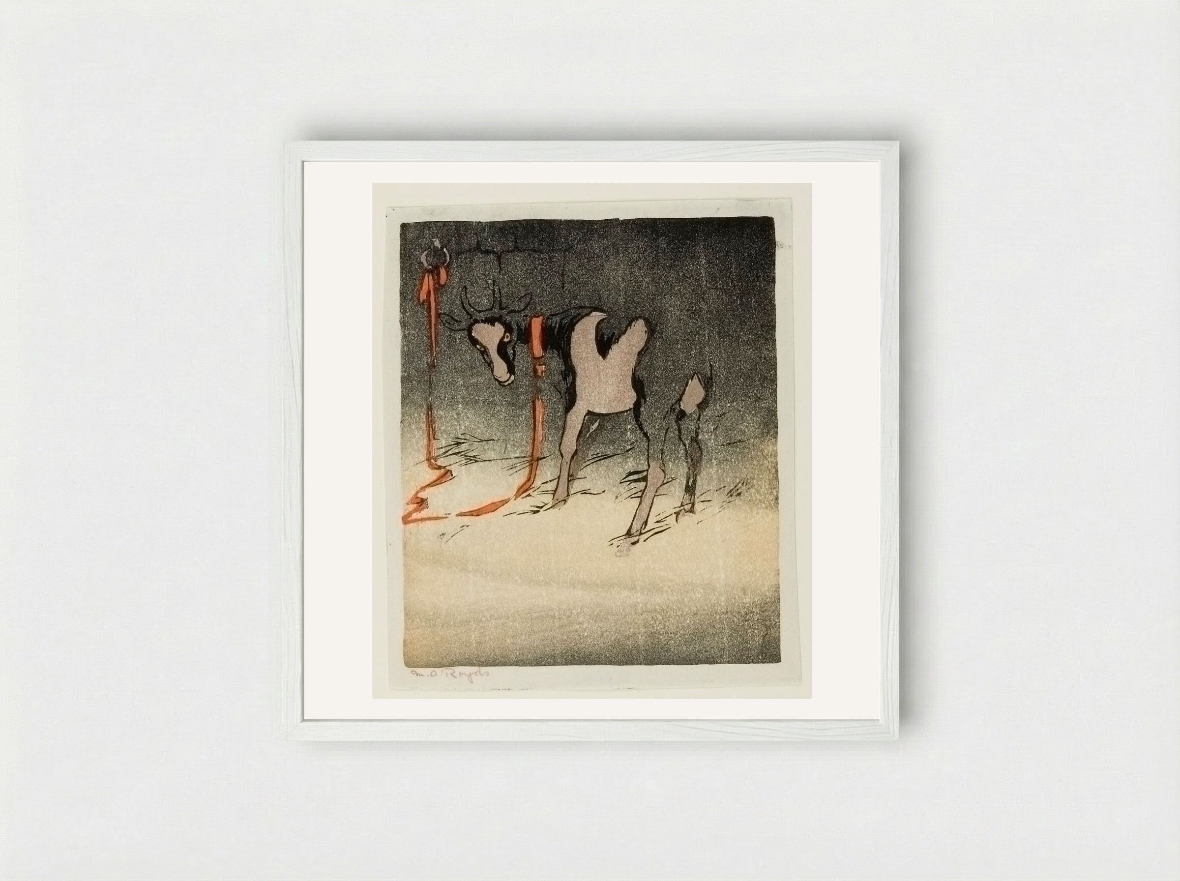 The Red Tether - Mabel Royds - Framed Print White