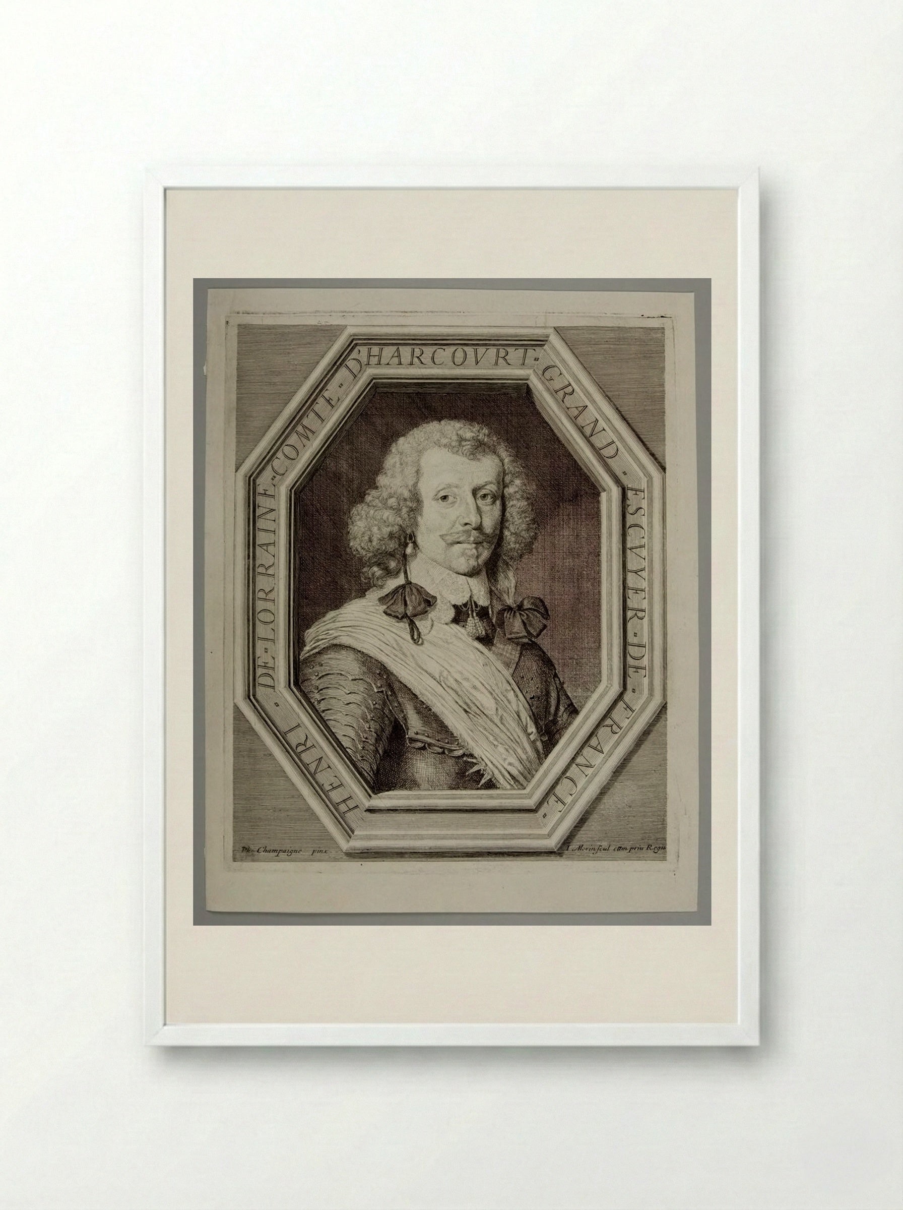 Henri de Lorraine, Comte d'Harcourt, Grand Escuyer de France - Jean Morin - Framed Print White