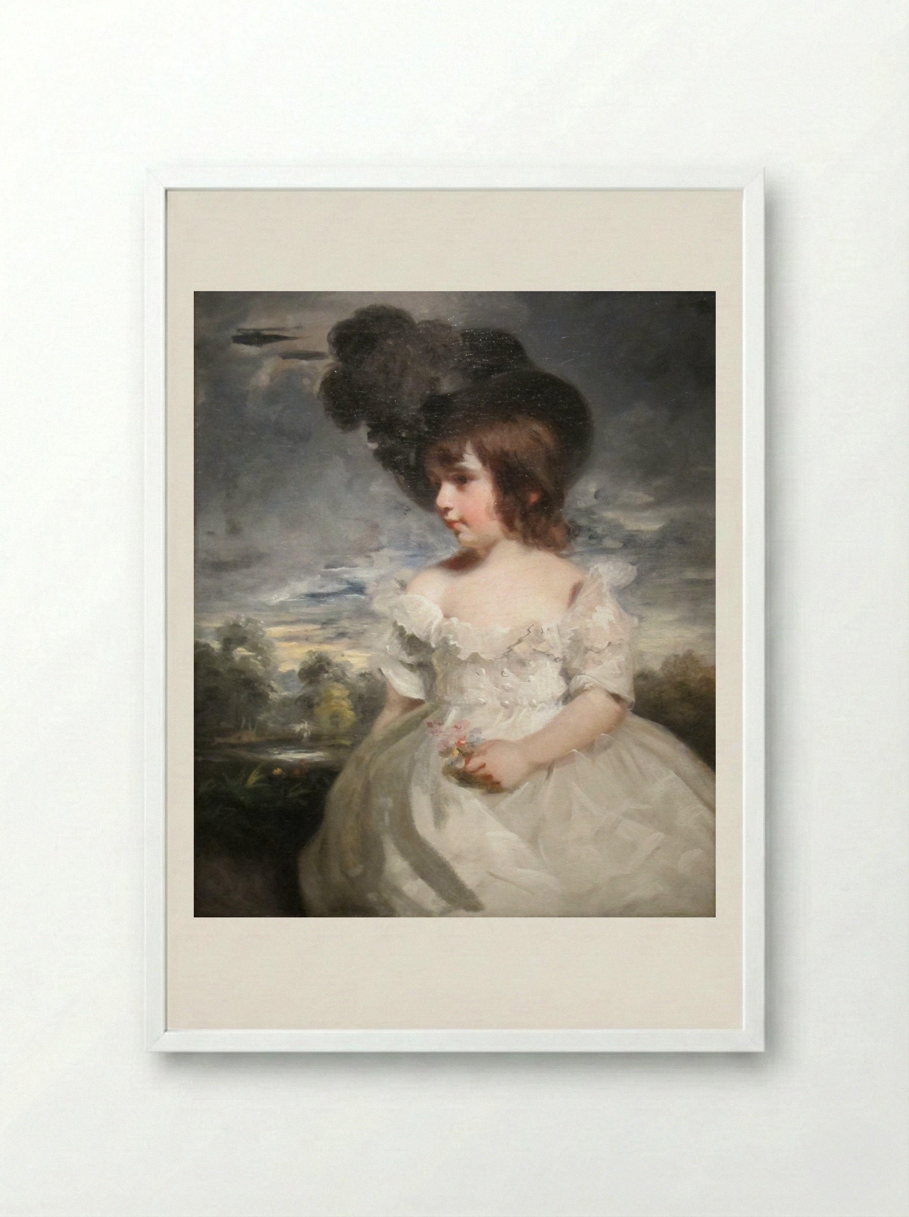 Master Meyrick (William Henry Meyrick in ruffled infant's dress) - John Hoppner - Framed Print White