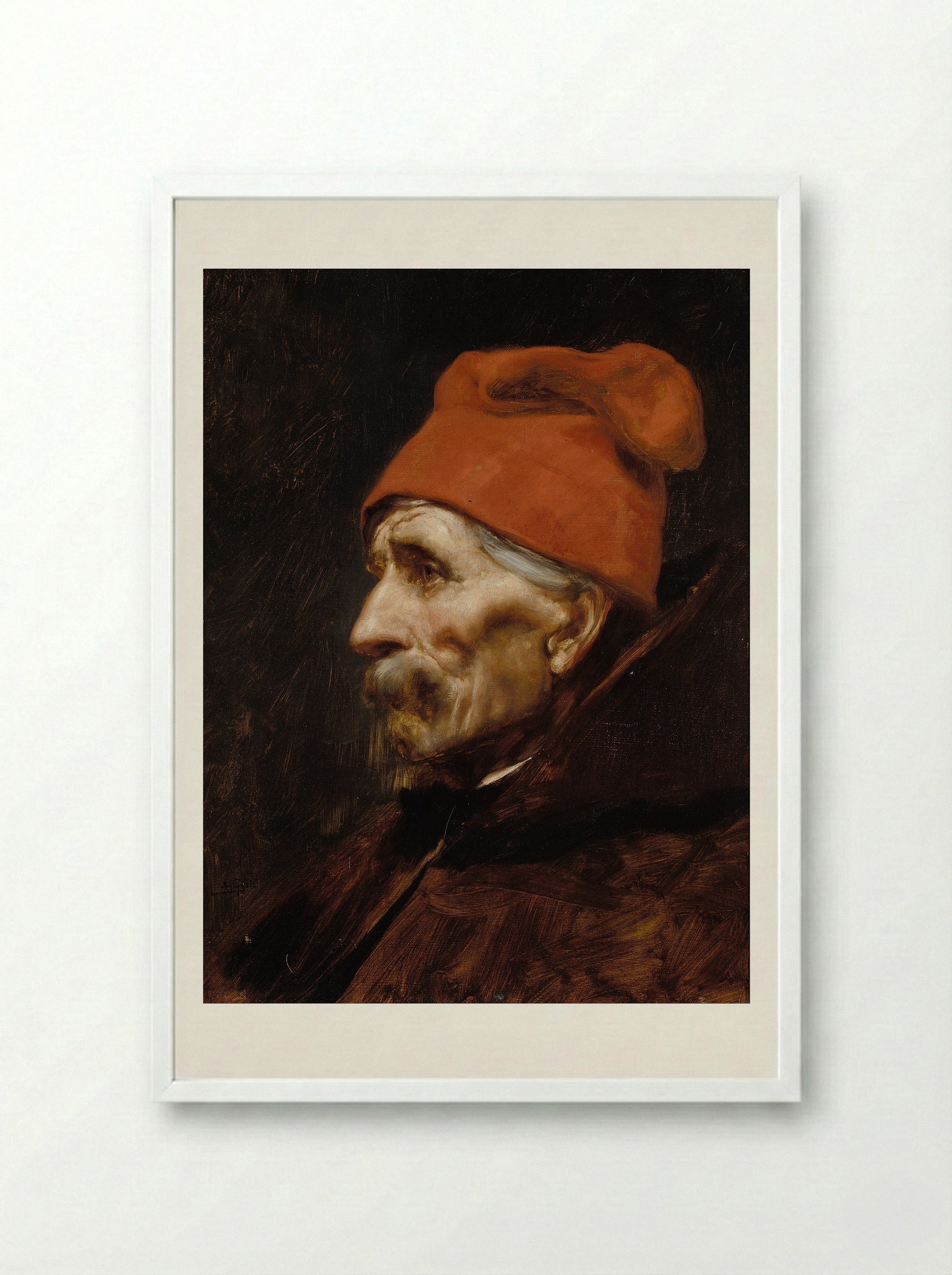 Head of an Old Man - Nikolaos Gyzis - Framed Print White