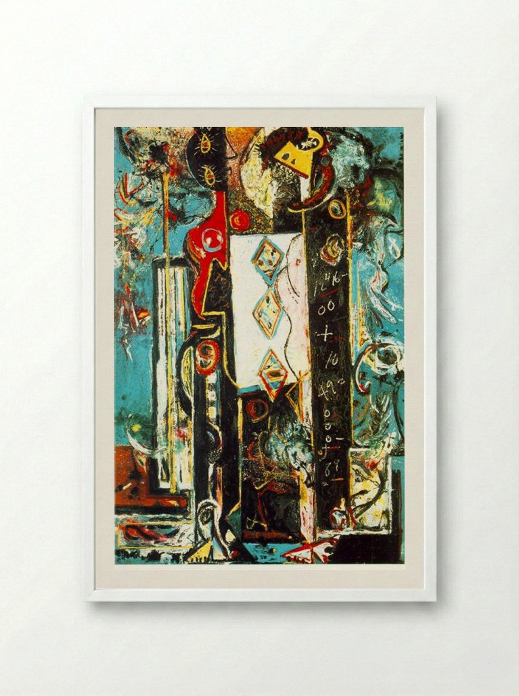 Male and Female - Jackson Pollock - Framed Print White