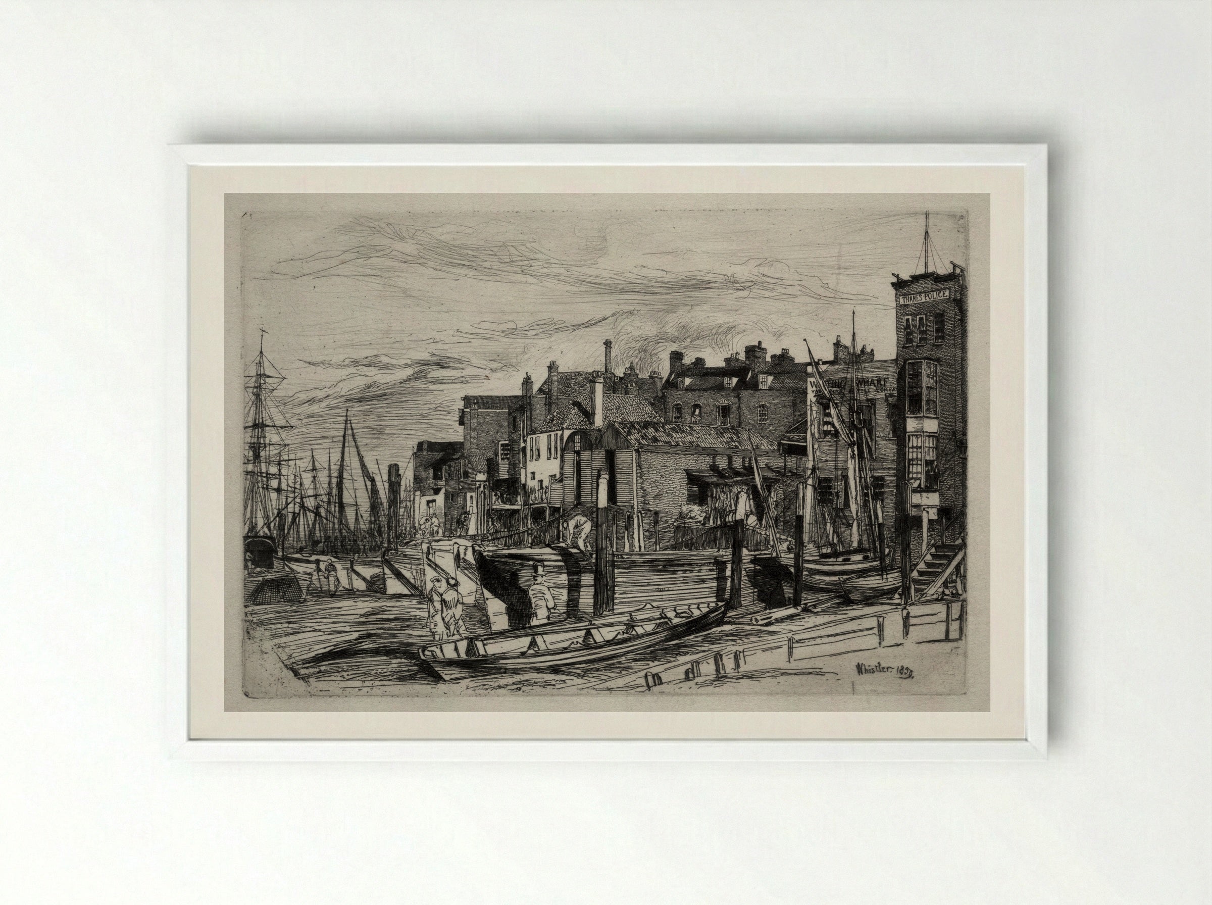 Thames Police - James McNeill Whistler - Framed Print White