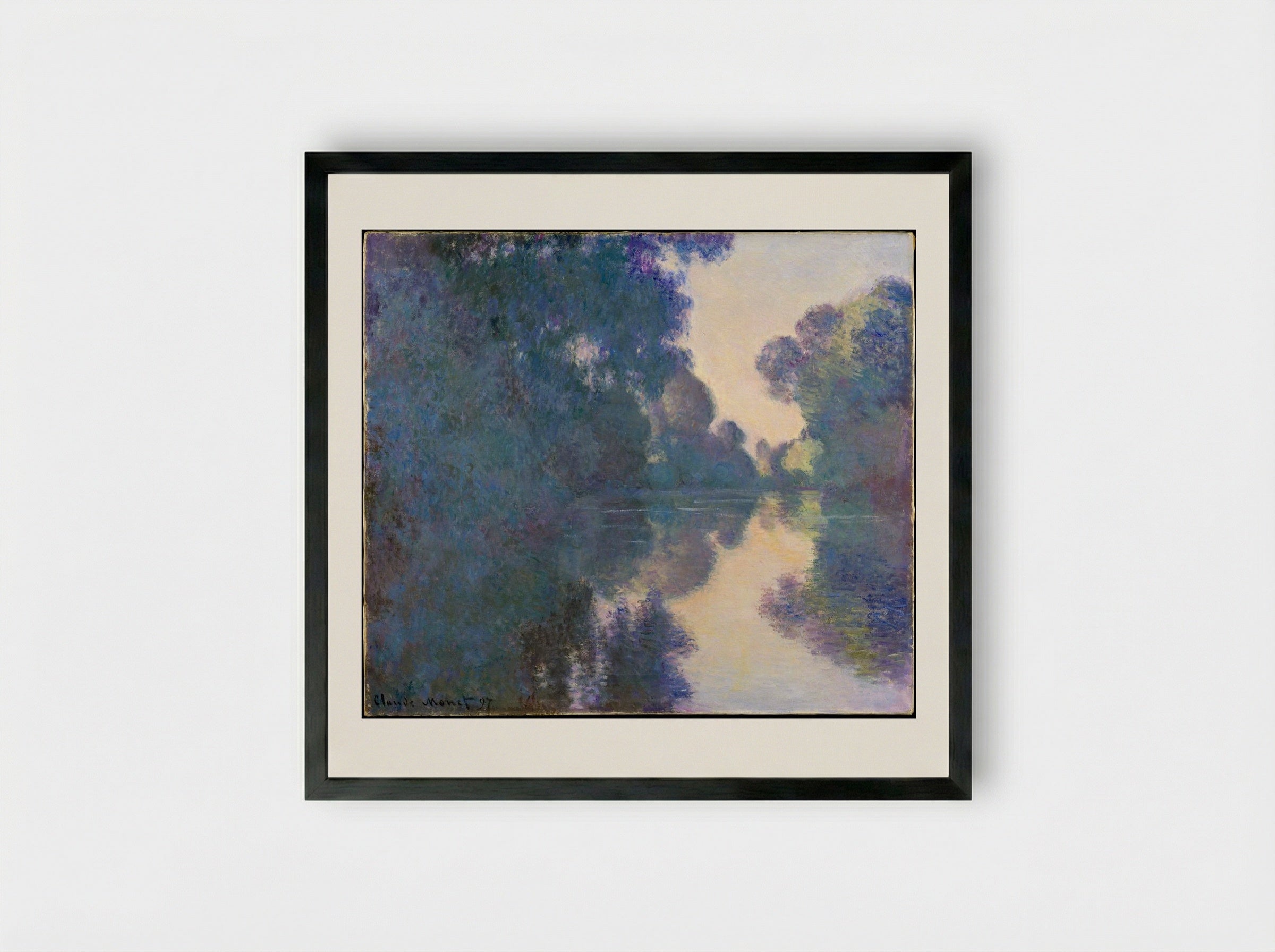 Morning on the Seine near Giverny - Claude Monet - Framed Print Black
