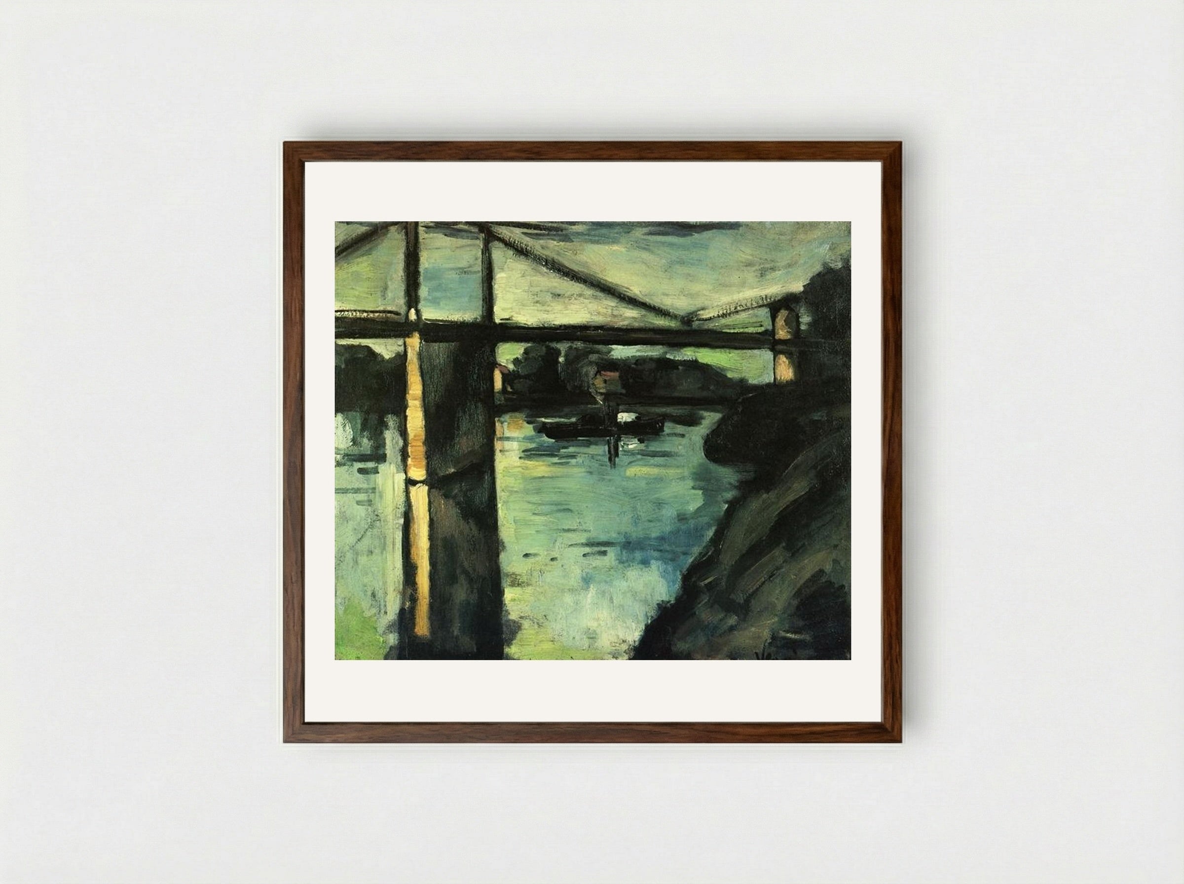 The Pont de Chatou - Maurice de Vlaminck - Framed Print Dark Wood