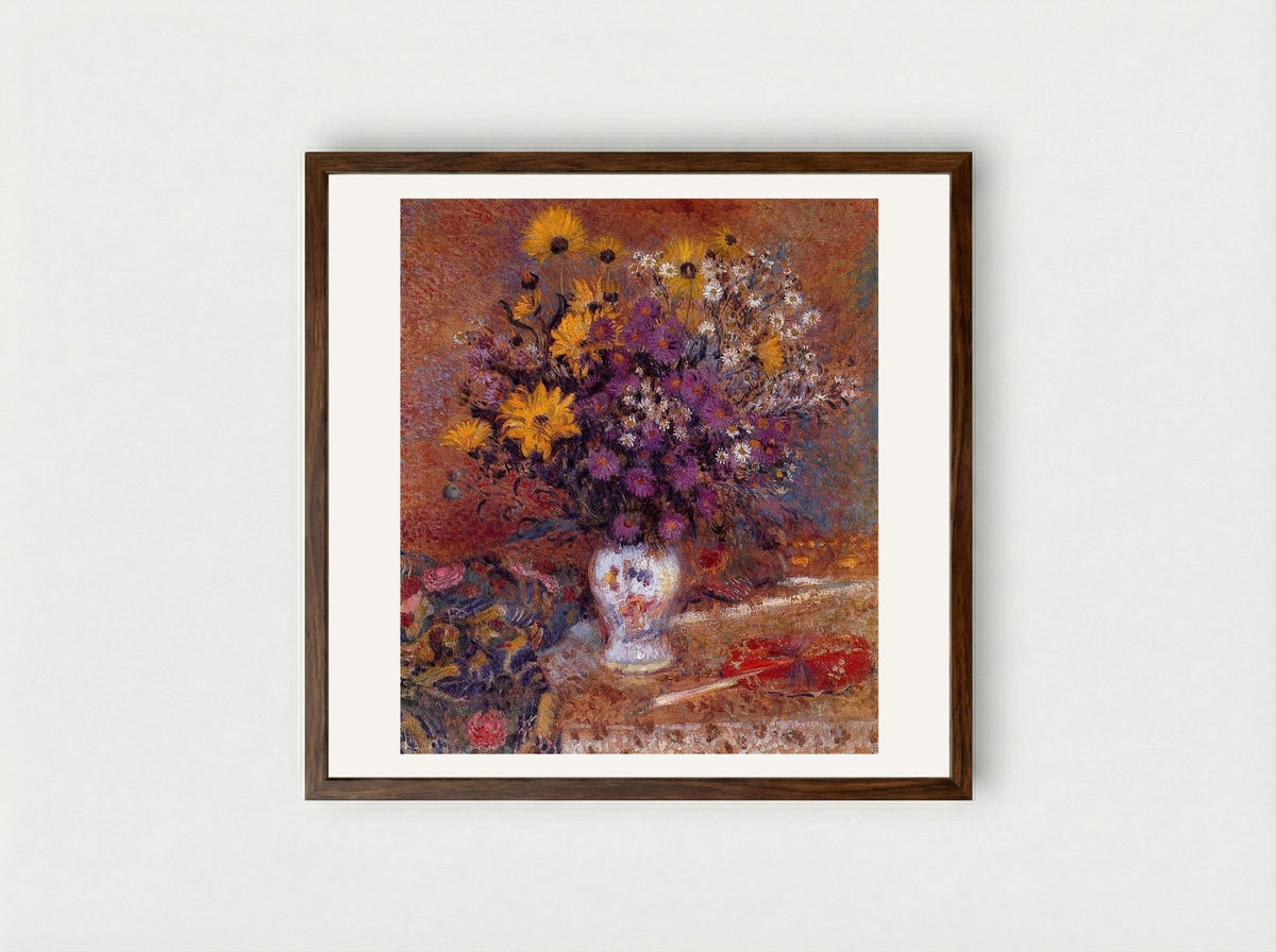 Vase of Flowers - Georges Lemmen - Framed Print Dark Wood