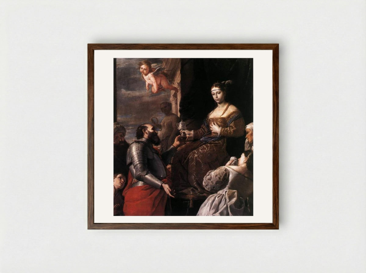 Sophonisba Receiving the Goblet - Mattia Preti - Framed Print Dark Wood