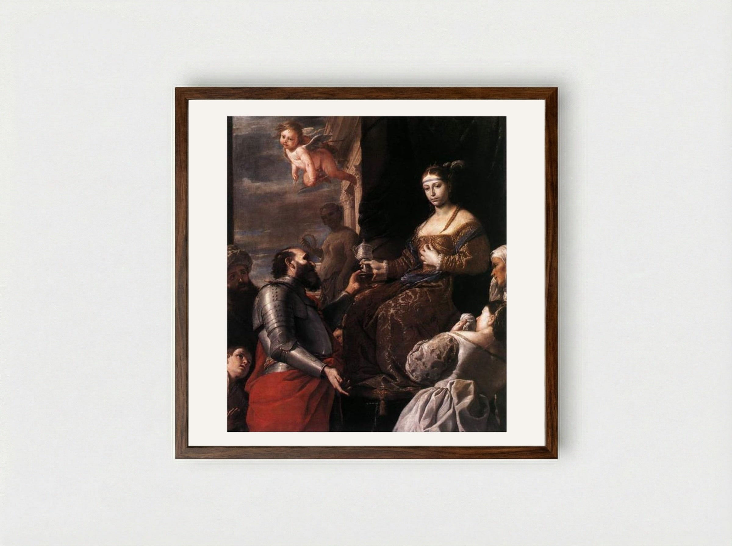 Sophonisba Receiving the Goblet - Mattia Preti - Framed Print Dark Wood