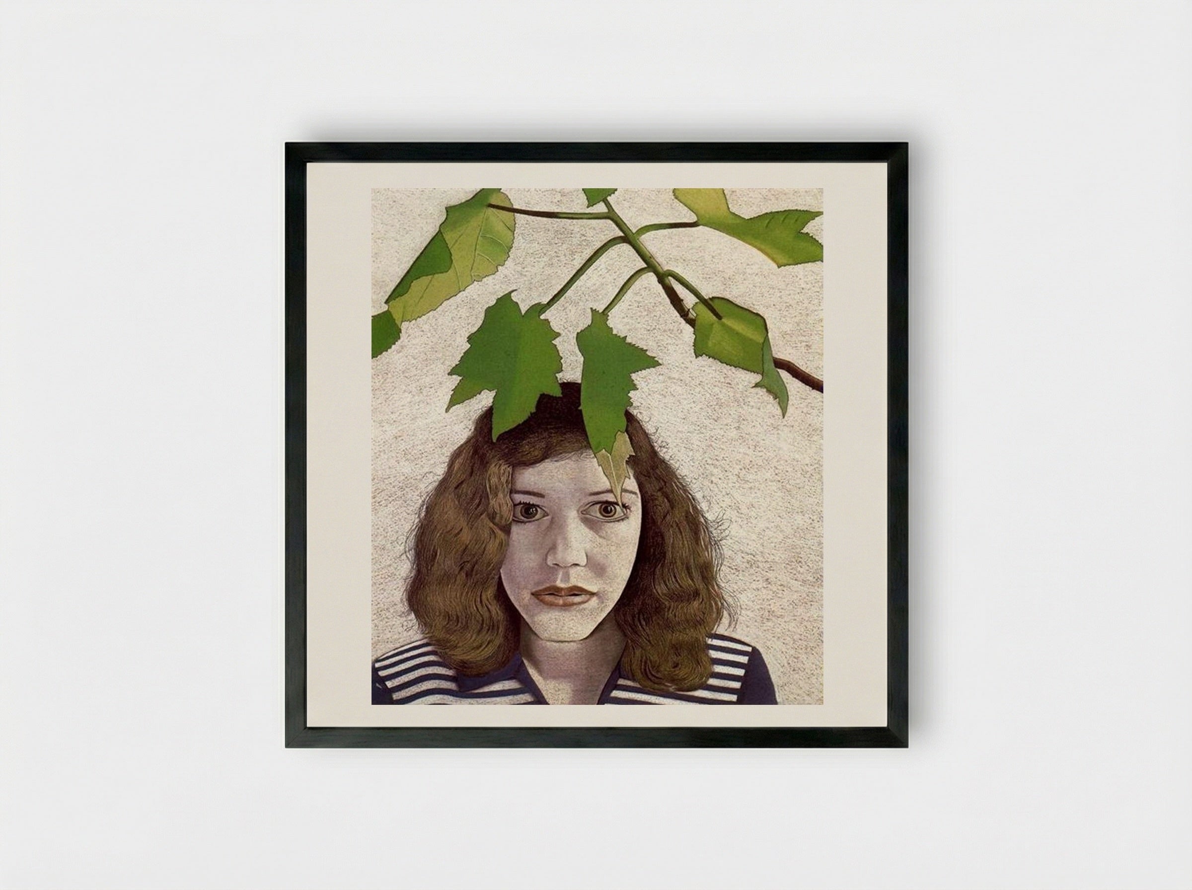 Girl with Leaves - Lucian Freud - Framed Print Black