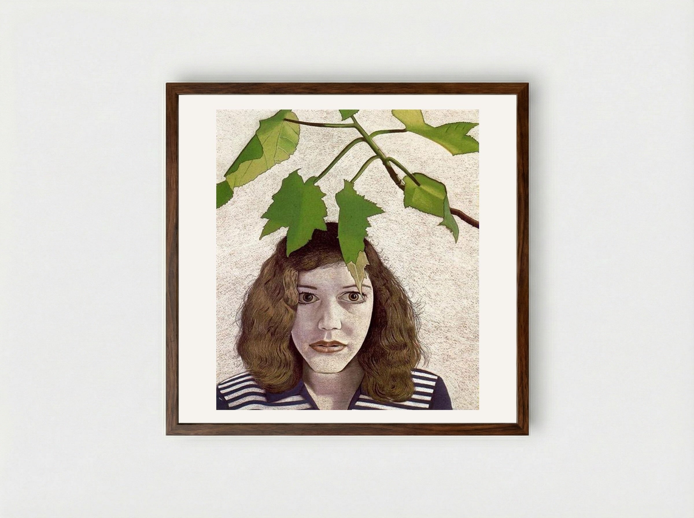 Girl with Leaves - Lucian Freud - Framed Print Dark Wood