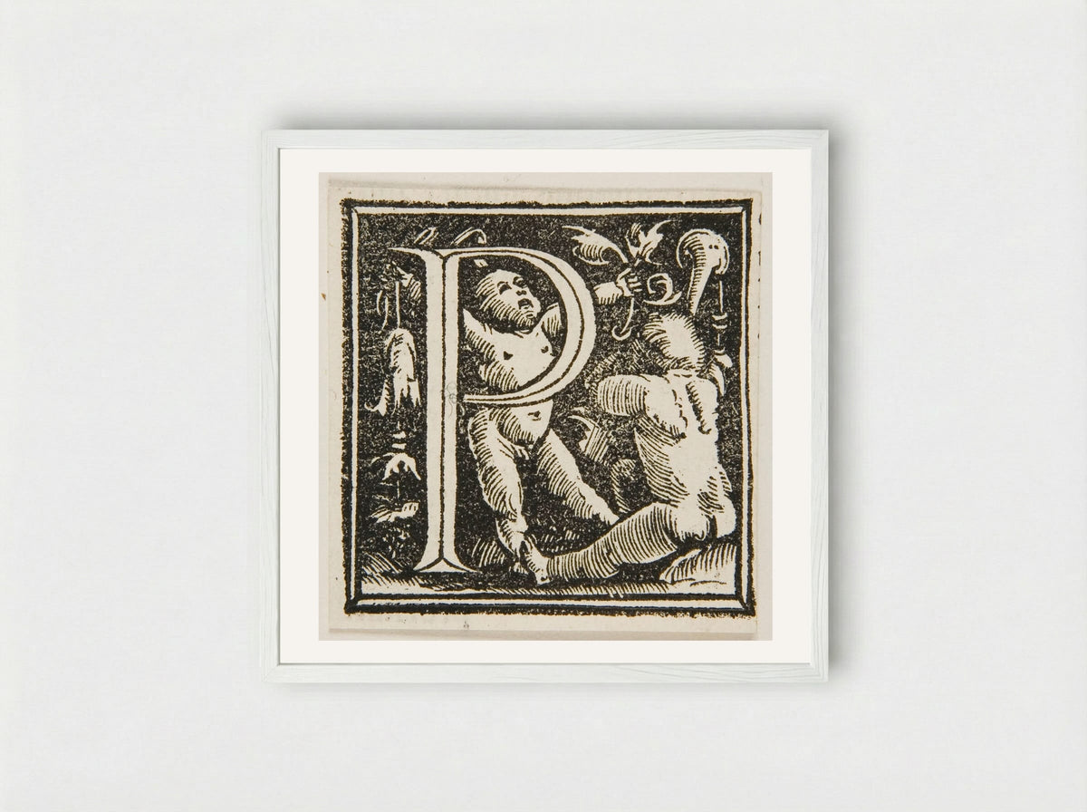 Letter P - Urs Graf - Framed Print White