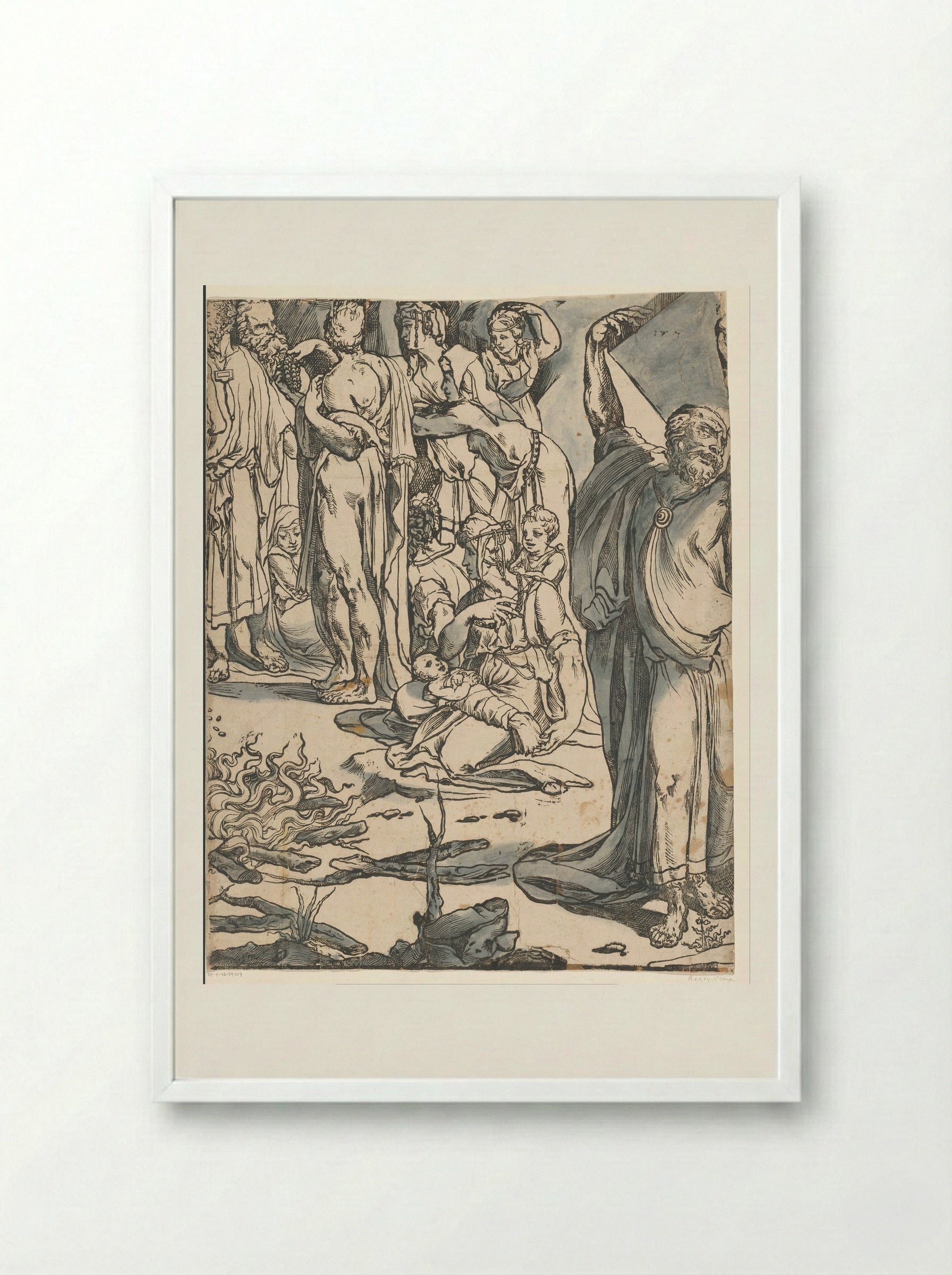 Moses Breaking the Tablets of the Law (Second Part) - Andrea Andreani - Framed Print White