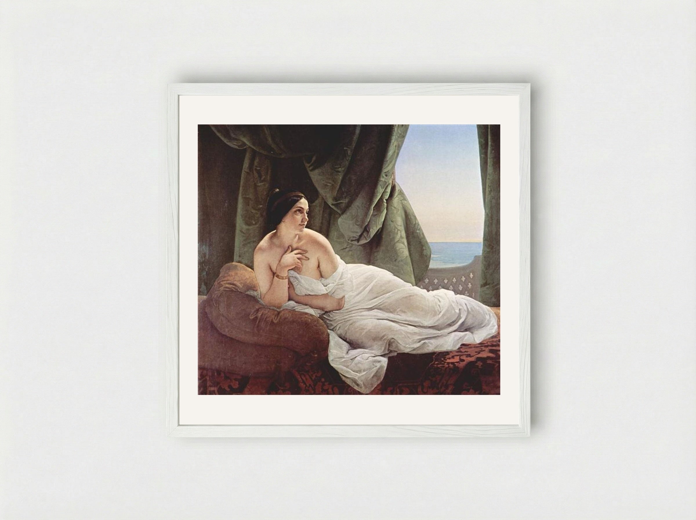 Reclining Odalisque - Francesco Hayez - Framed Print White