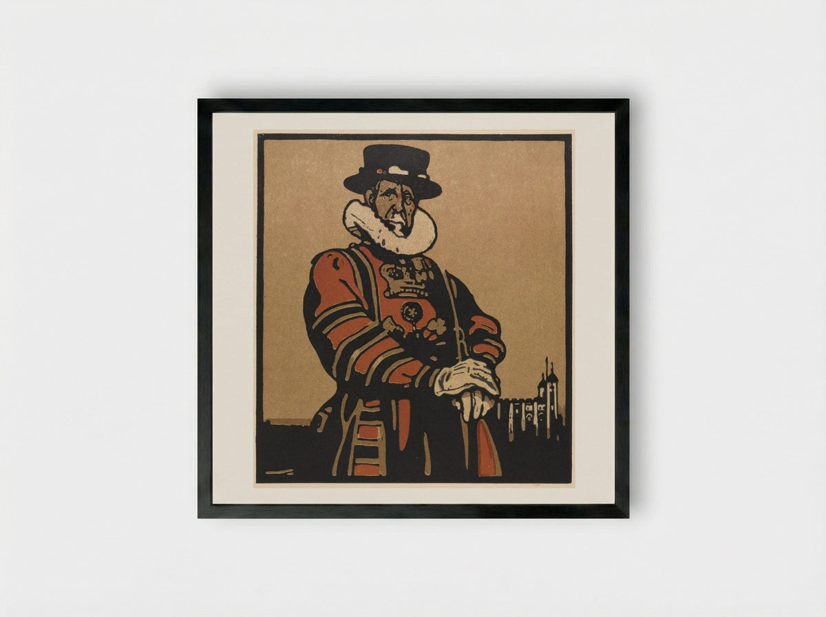London Types: Beefeater - William Nicholson - Framed Print Black