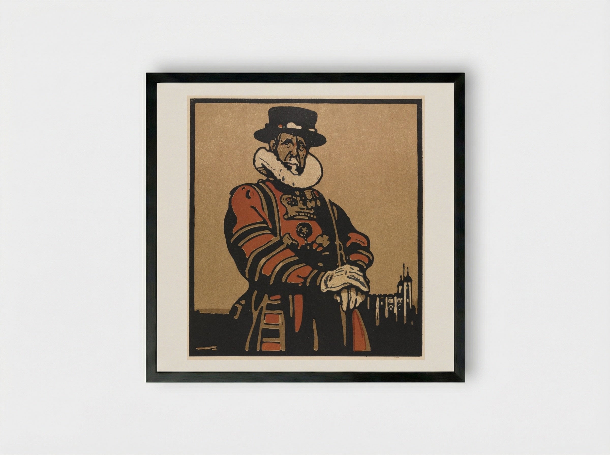 London Types: Beefeater - William Nicholson - Framed Print Black