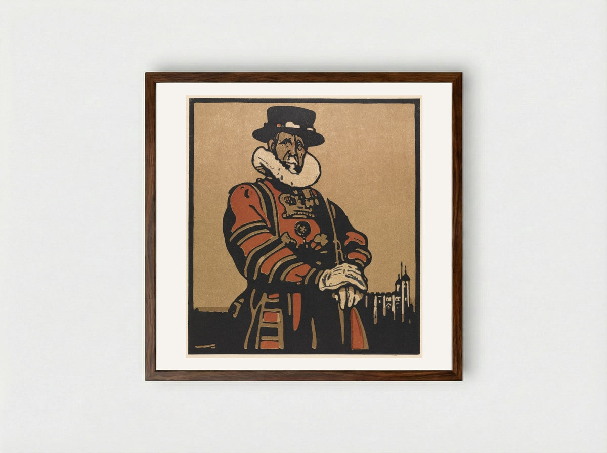 London Types: Beefeater - William Nicholson - Framed Print Dark Wood