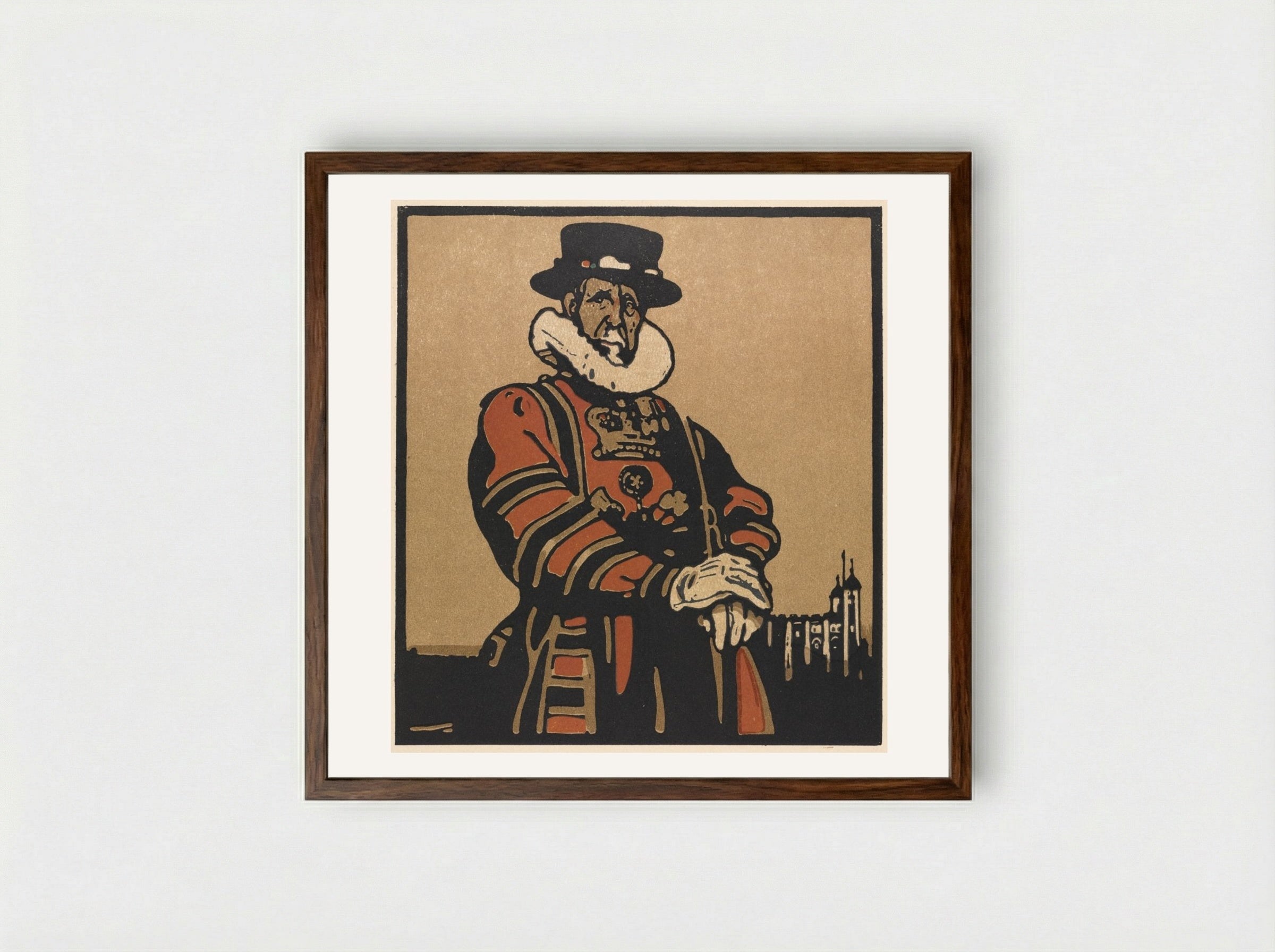 London Types: Beefeater - William Nicholson - Framed Print Dark Wood