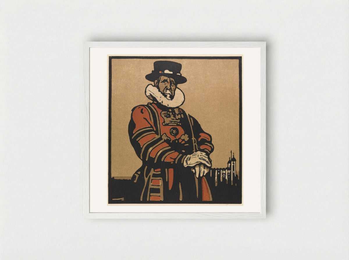 London Types: Beefeater - William Nicholson - Framed Print White