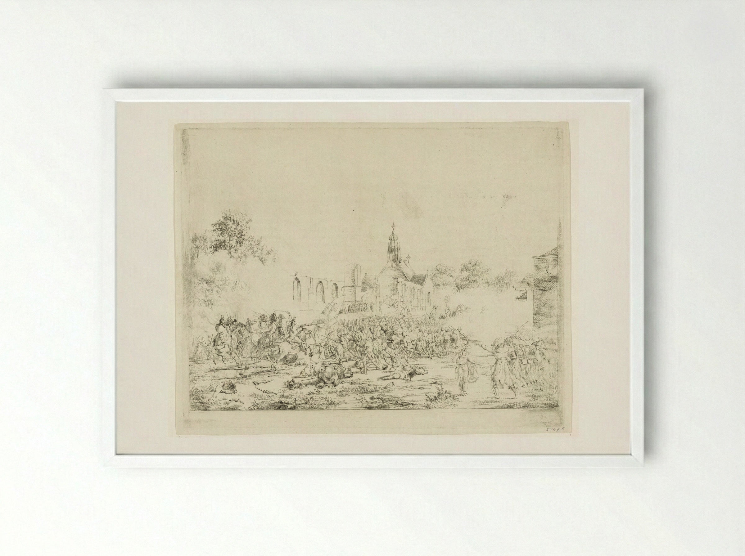 Slag bij Bergen, 19 september 1799 - Pieter Gerardus van Os - Framed Print White