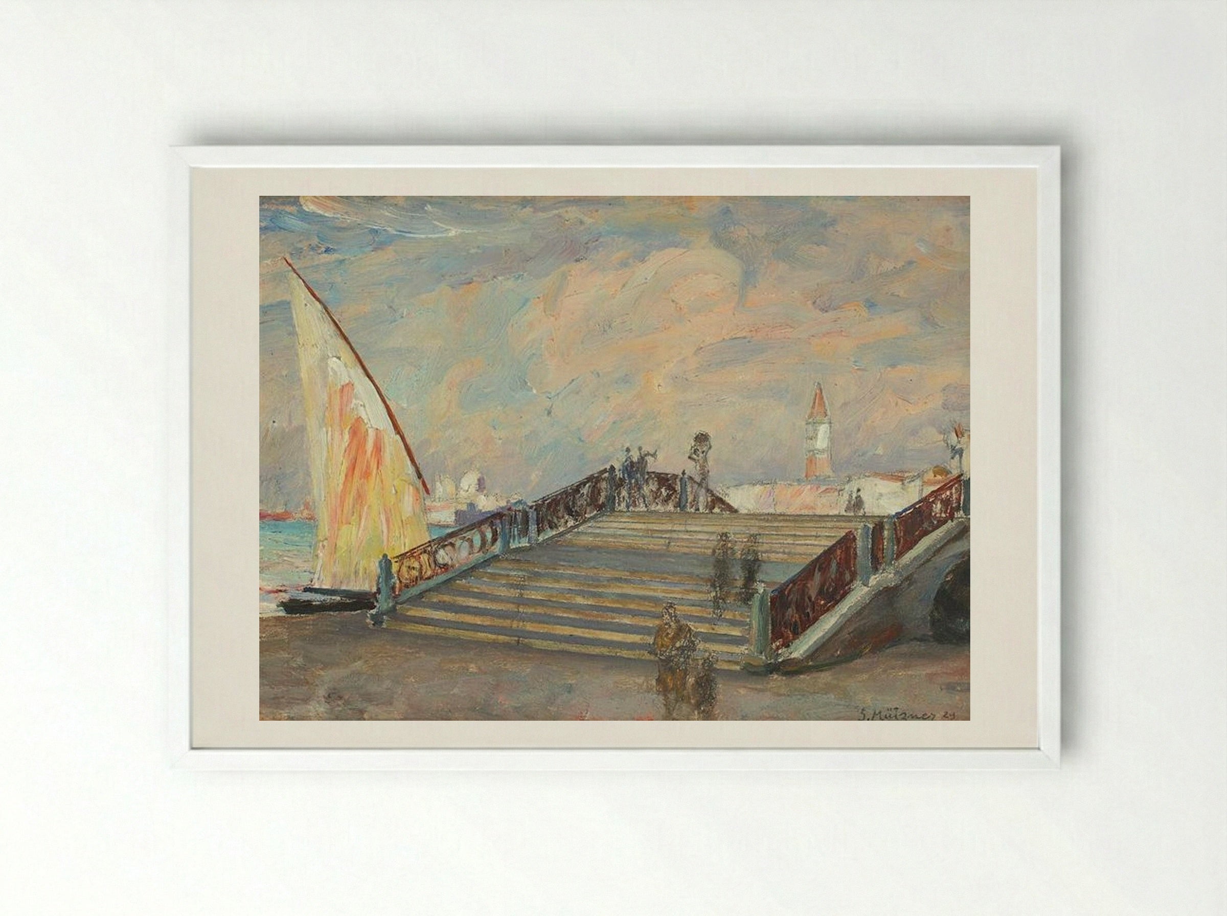 Bridge in Venice - Samuel Mützner - Framed Print White