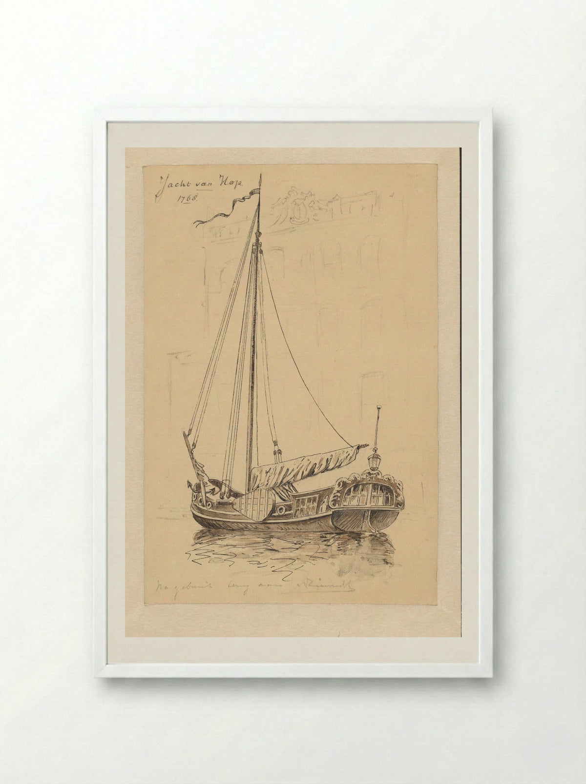 Yacht van Hop - Jan Hoynck van Papendrecht - Framed Print White