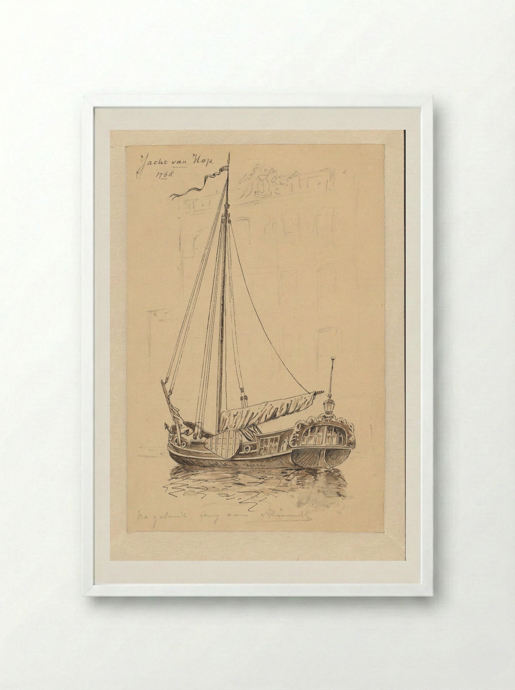 Yacht van Hop - Jan Hoynck van Papendrecht - Framed Print White