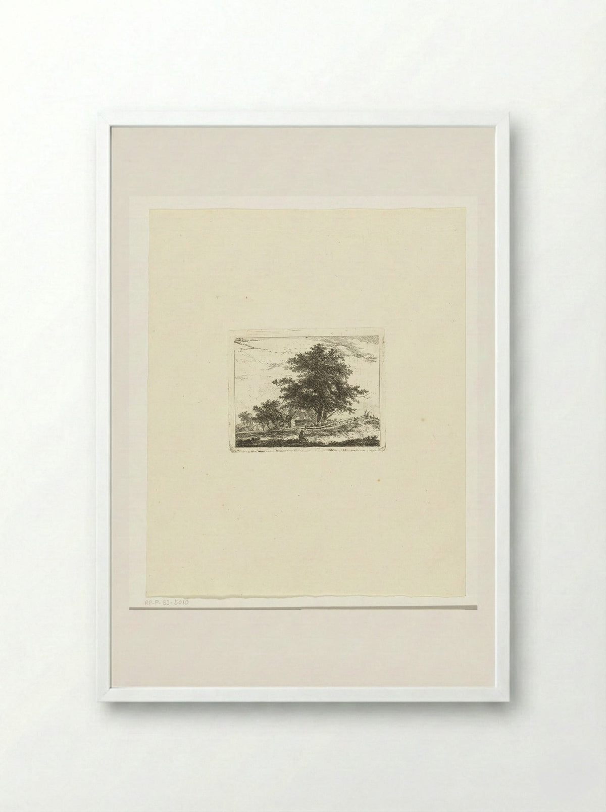 Landschap met rustende wandelaar - Hermanus van Brussel - Framed Print White