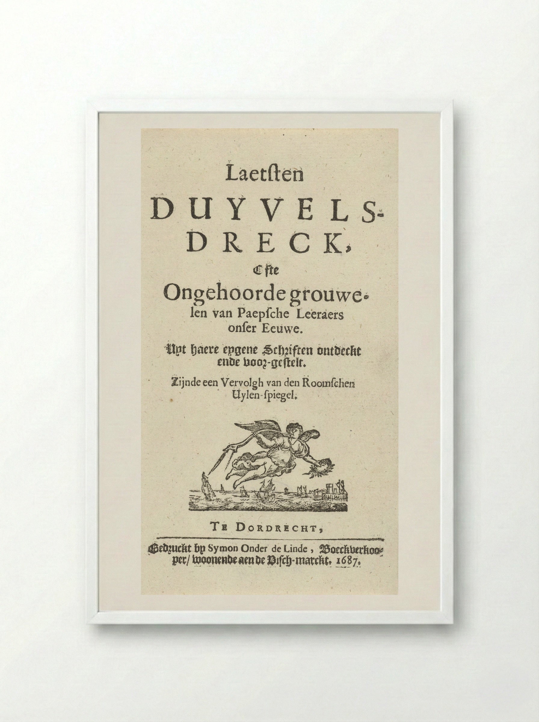 Title Page for J. Lydius, Laetsten duyvels-dreck - Arnold Houbraken - Framed Print White