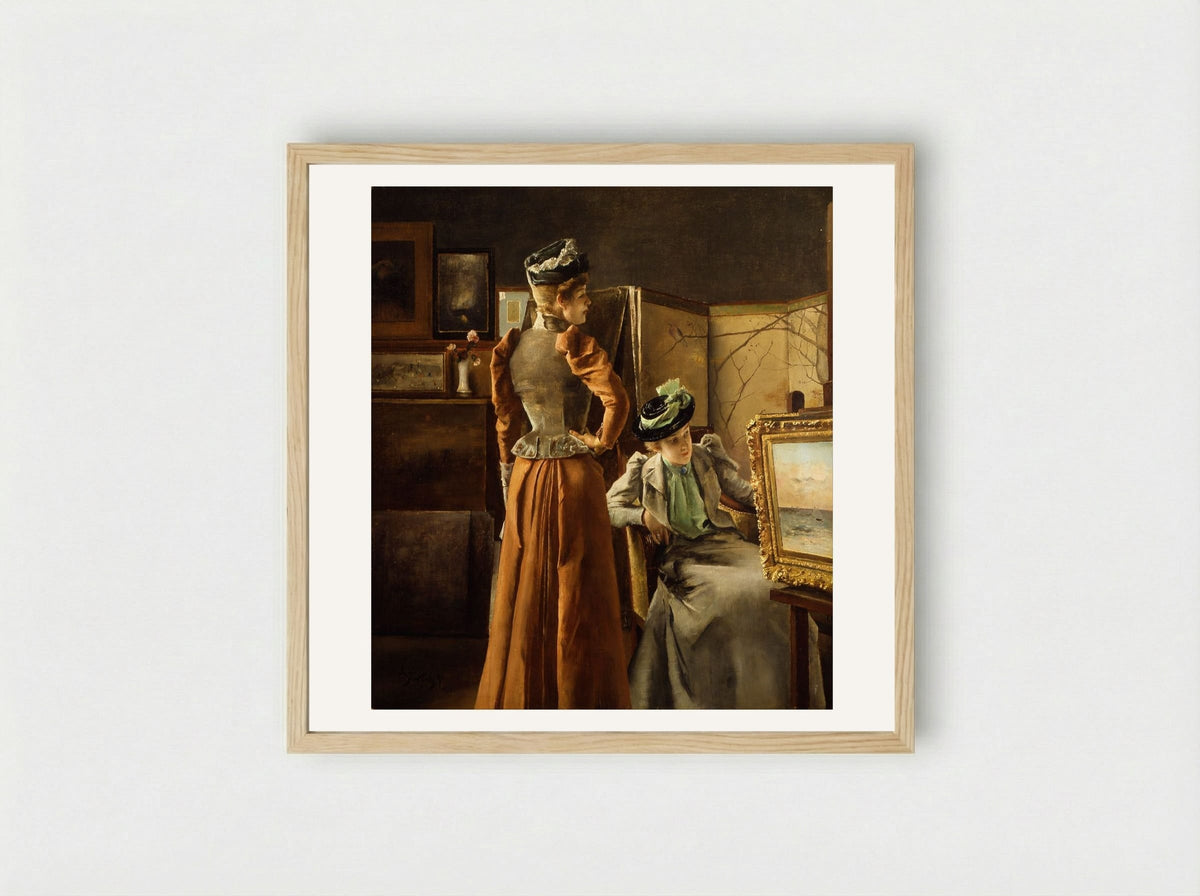 In the Studio - Alfred Stevens - Framed Print Wood
